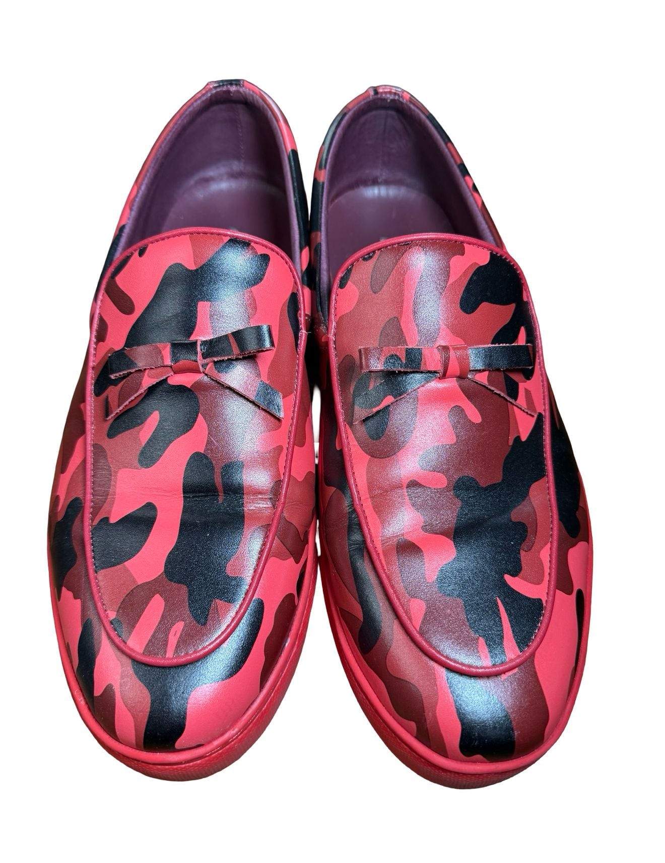 Marc Nolan Odell Camo Slip-On Loafer Size 11 Red Leather Shoes 3