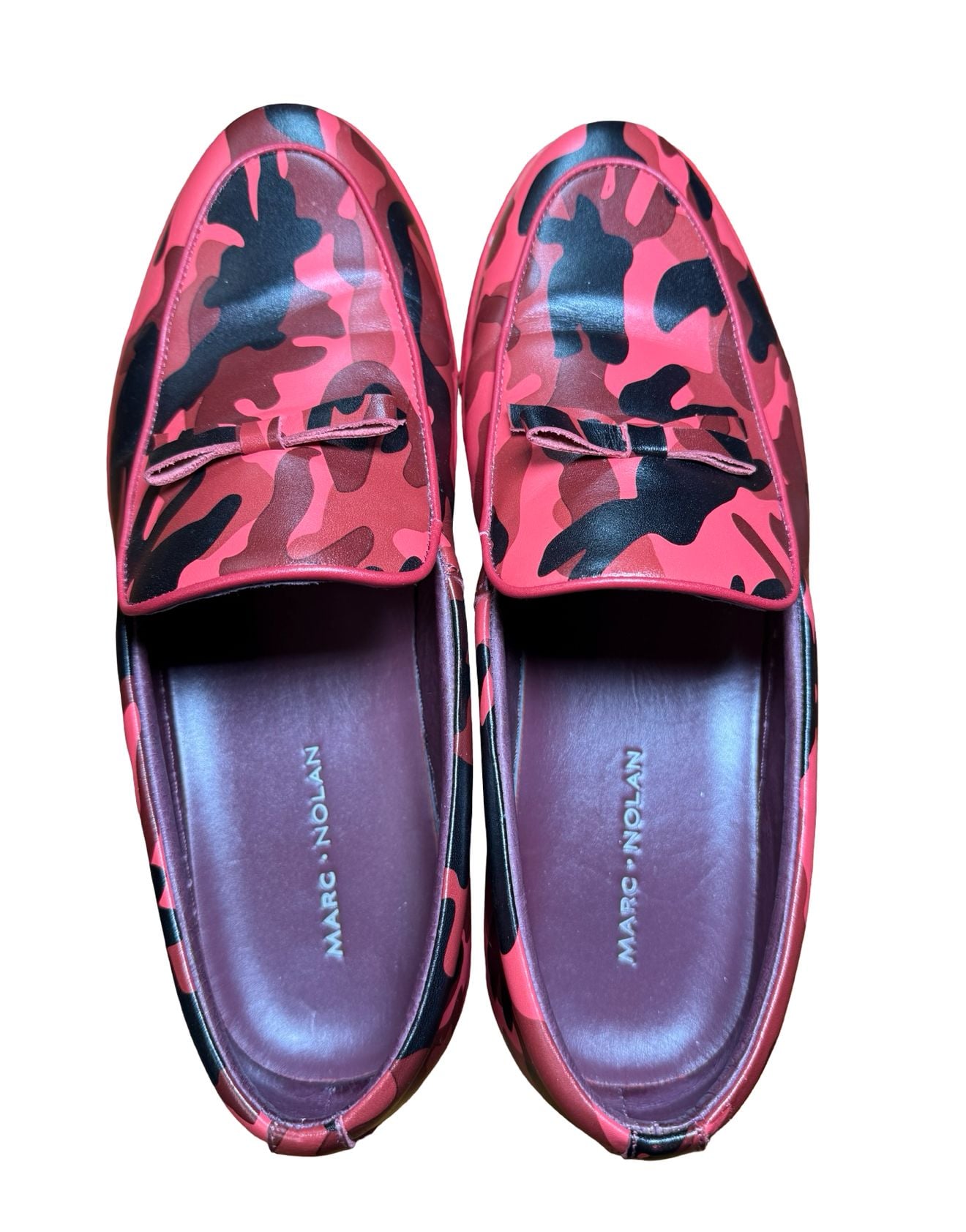 Marc Nolan Odell Camo Slip-On Loafer Size 11 Red Leather Shoes 6