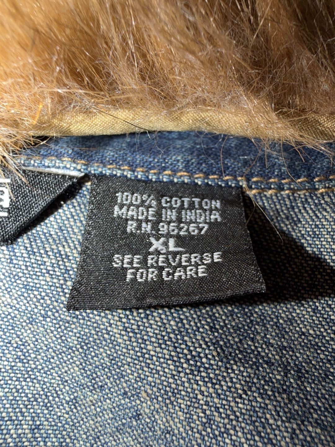 925 Moka Sport Faux Fur Trim Denim Jacket XL Blue 6