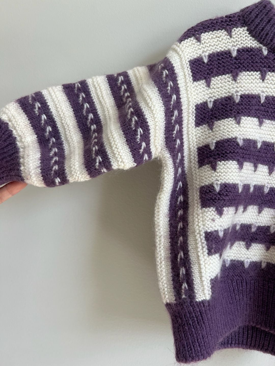 Kids Vintage Hand Knit Sweater Purple White Patterned 3T/4T 3