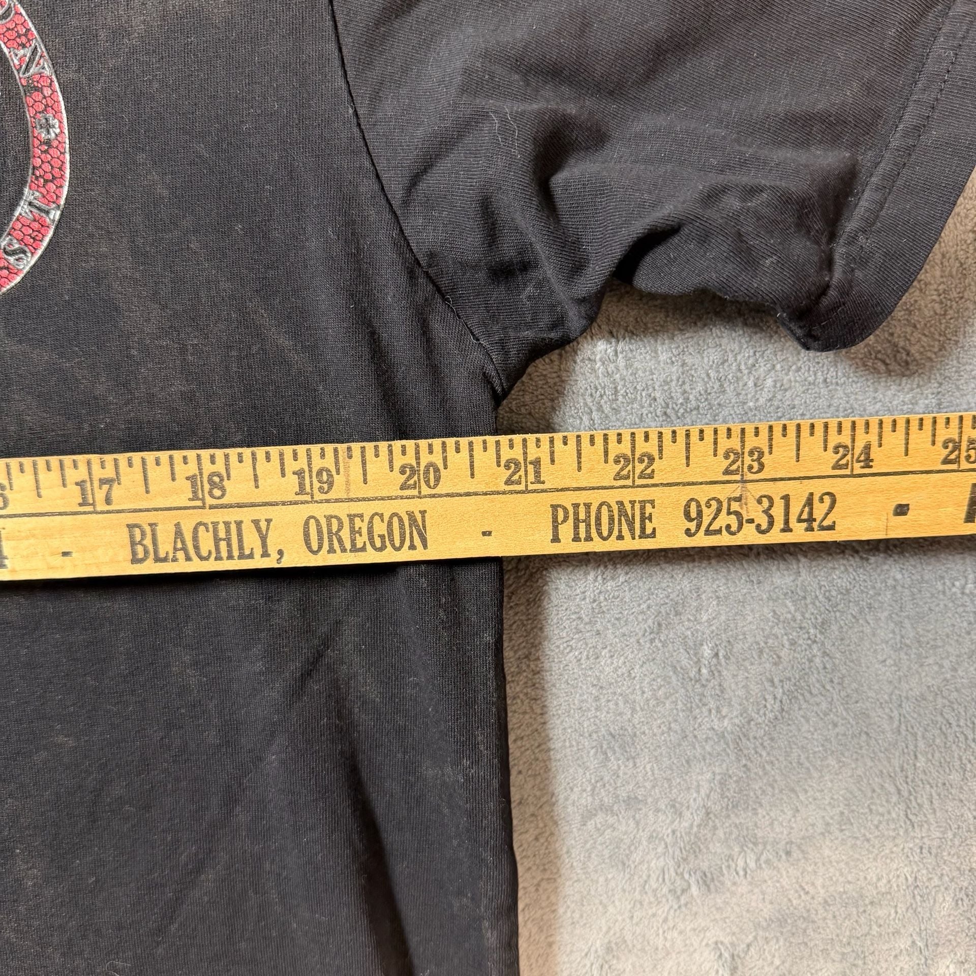 Black Label Affliction Graphic T-Shirt Size L Black Red Winged Logo 9