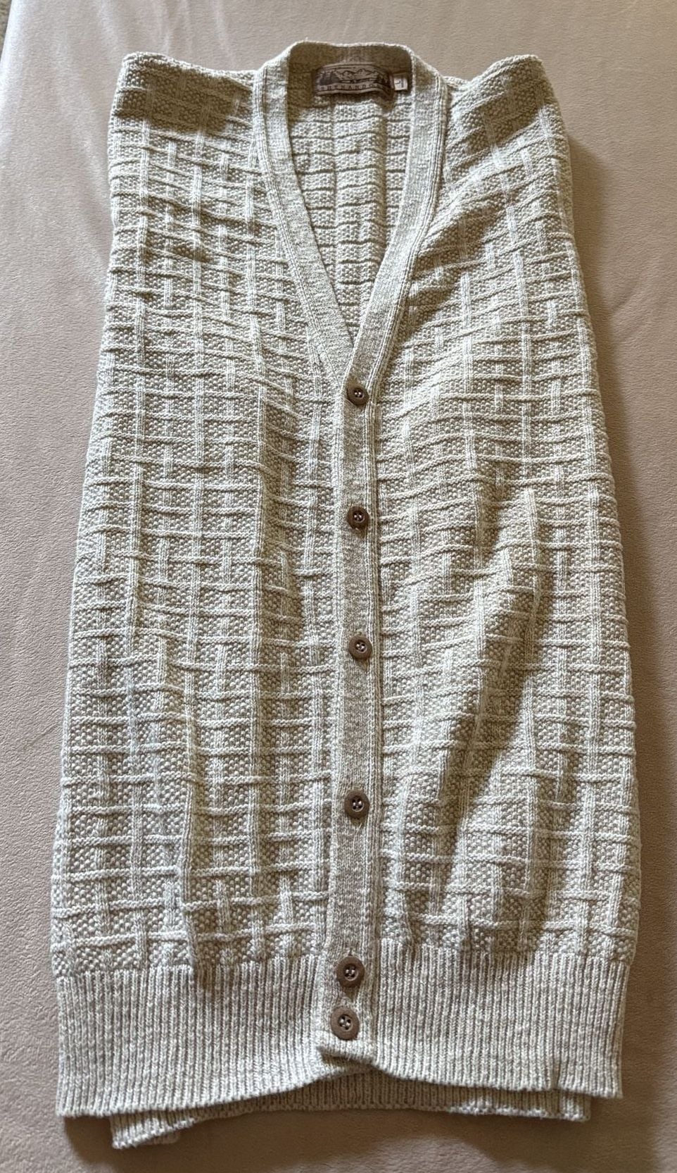 Shenandoah Knit Sweater Vest Size L Beige Button Up V-Neck. Mens 3