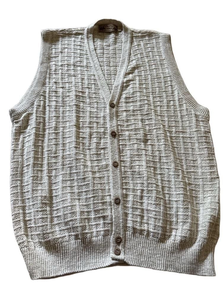 Shenandoah Knit Sweater Vest Size L Beige Button Up V-Neck. Mens 4