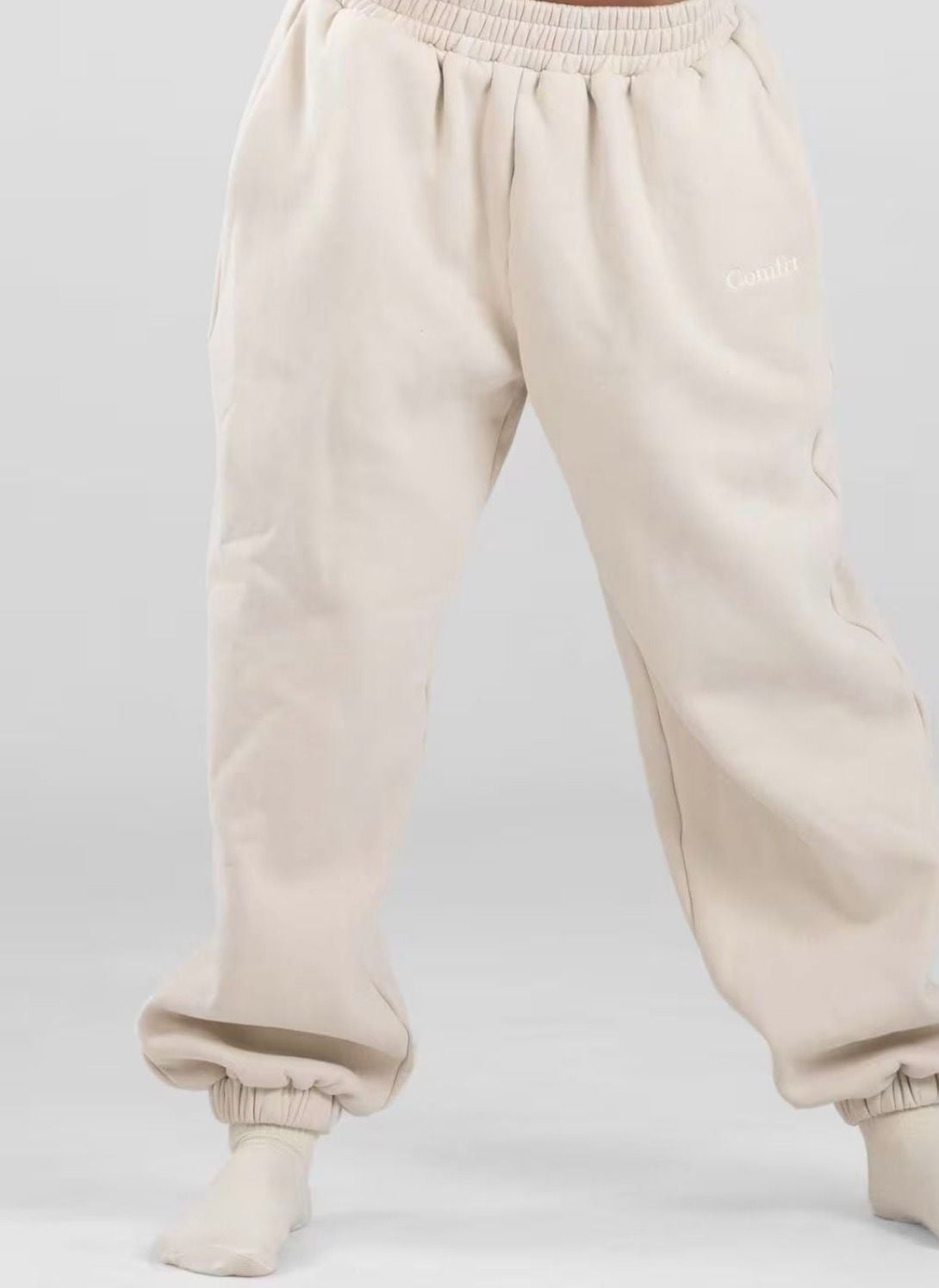 Comfrt Sweatpants Size 2XL Cream Heavyweight Logo Joggers 2