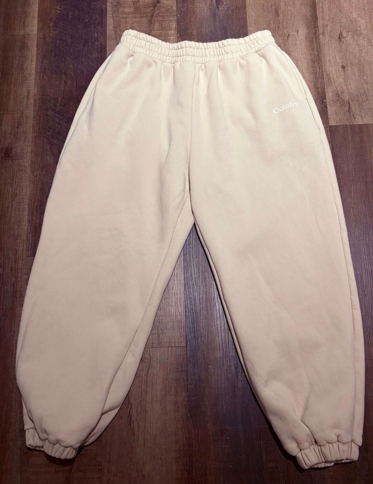 Comfrt Sweatpants Size 2XL Cream Heavyweight Logo Joggers 3
