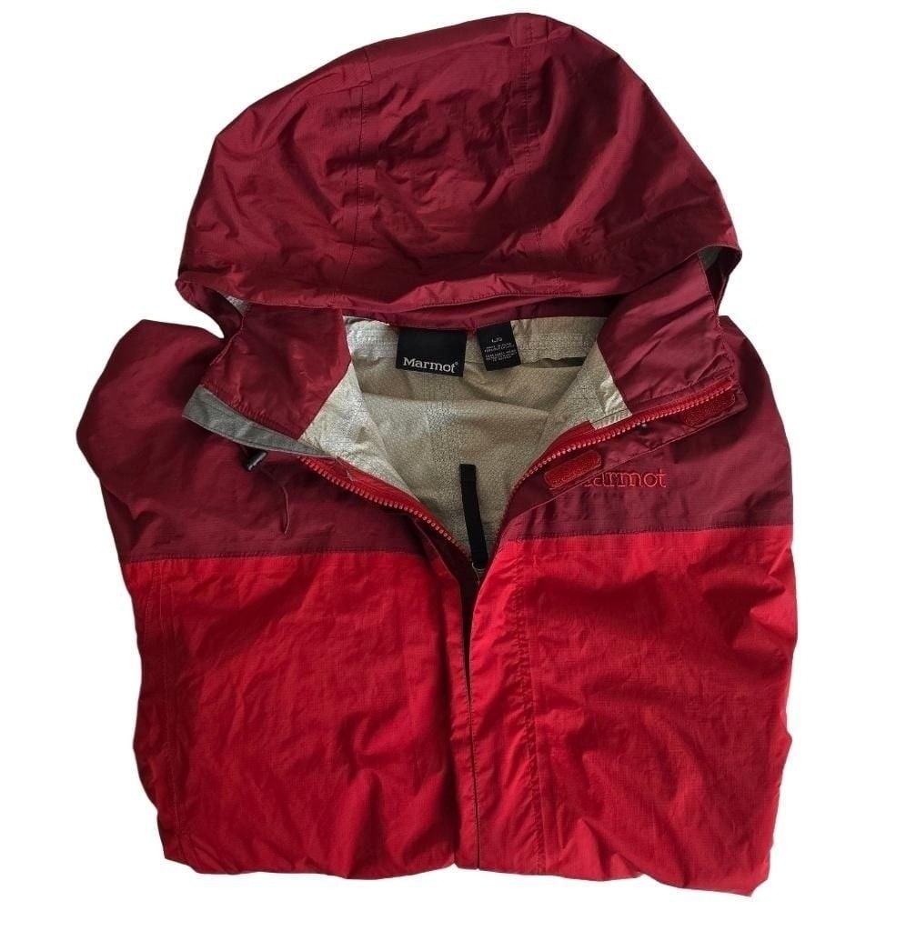 ​Marmot PreCip Waterproof Rain Jacket Windbreaker Red Women's Large Hiking 9