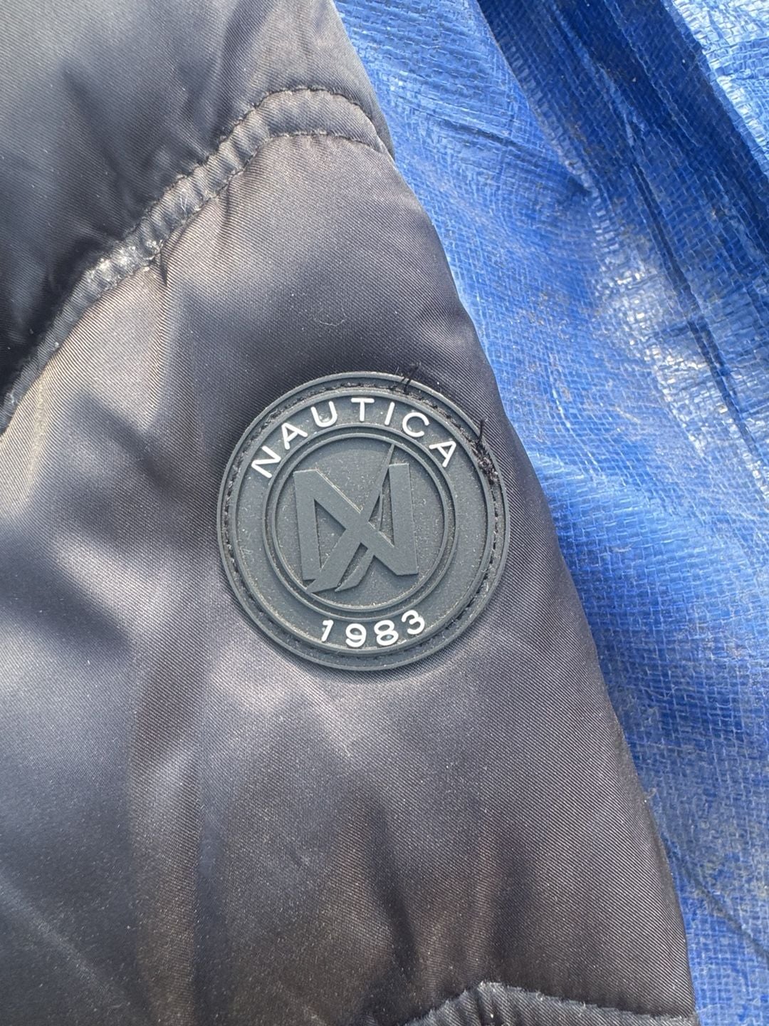 Nautica Puffer Jacket Size M Black Quilted Detachable Hood 3