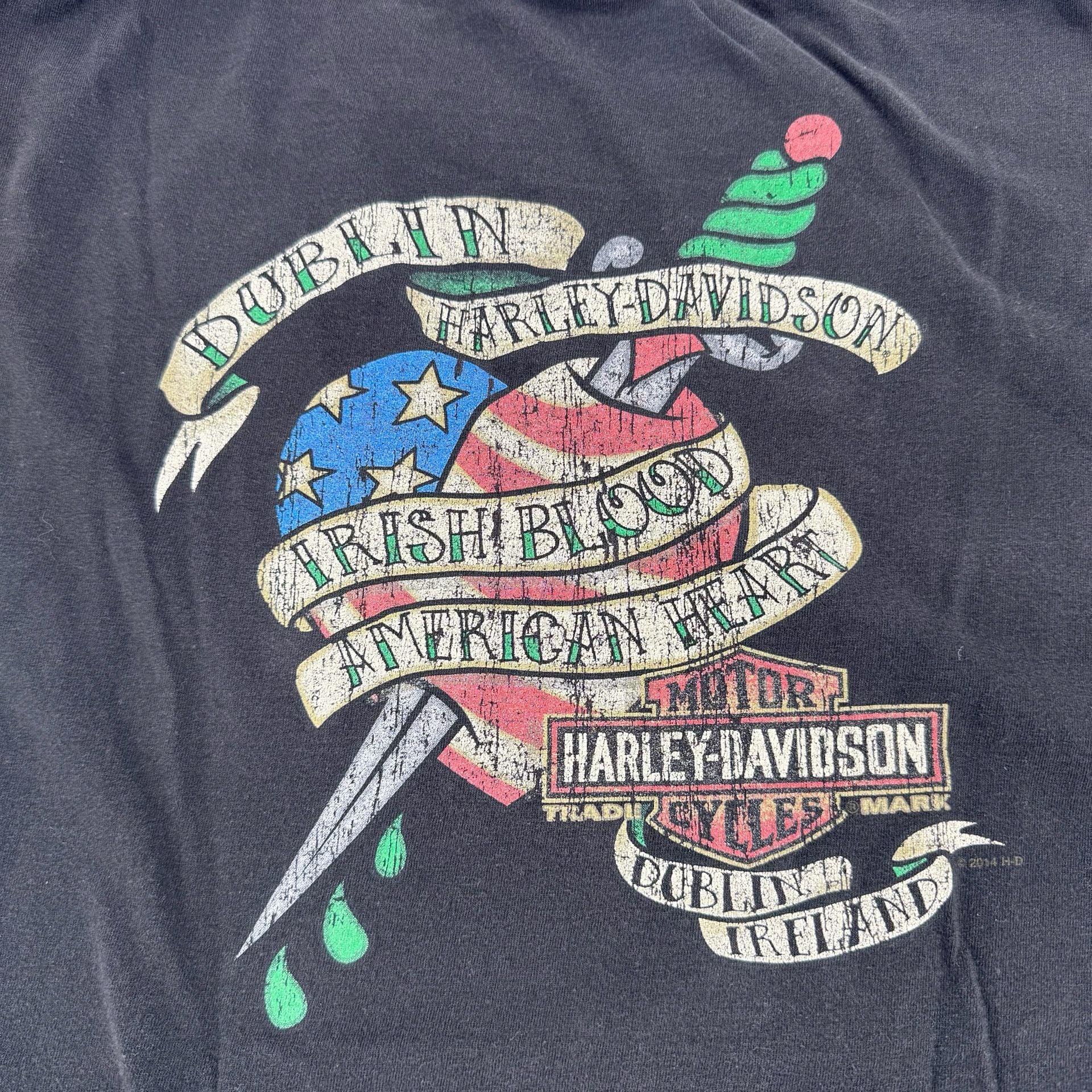 Harley Davidson Dublin T-Shirt Size Large Black Irish Blood American Heart 5