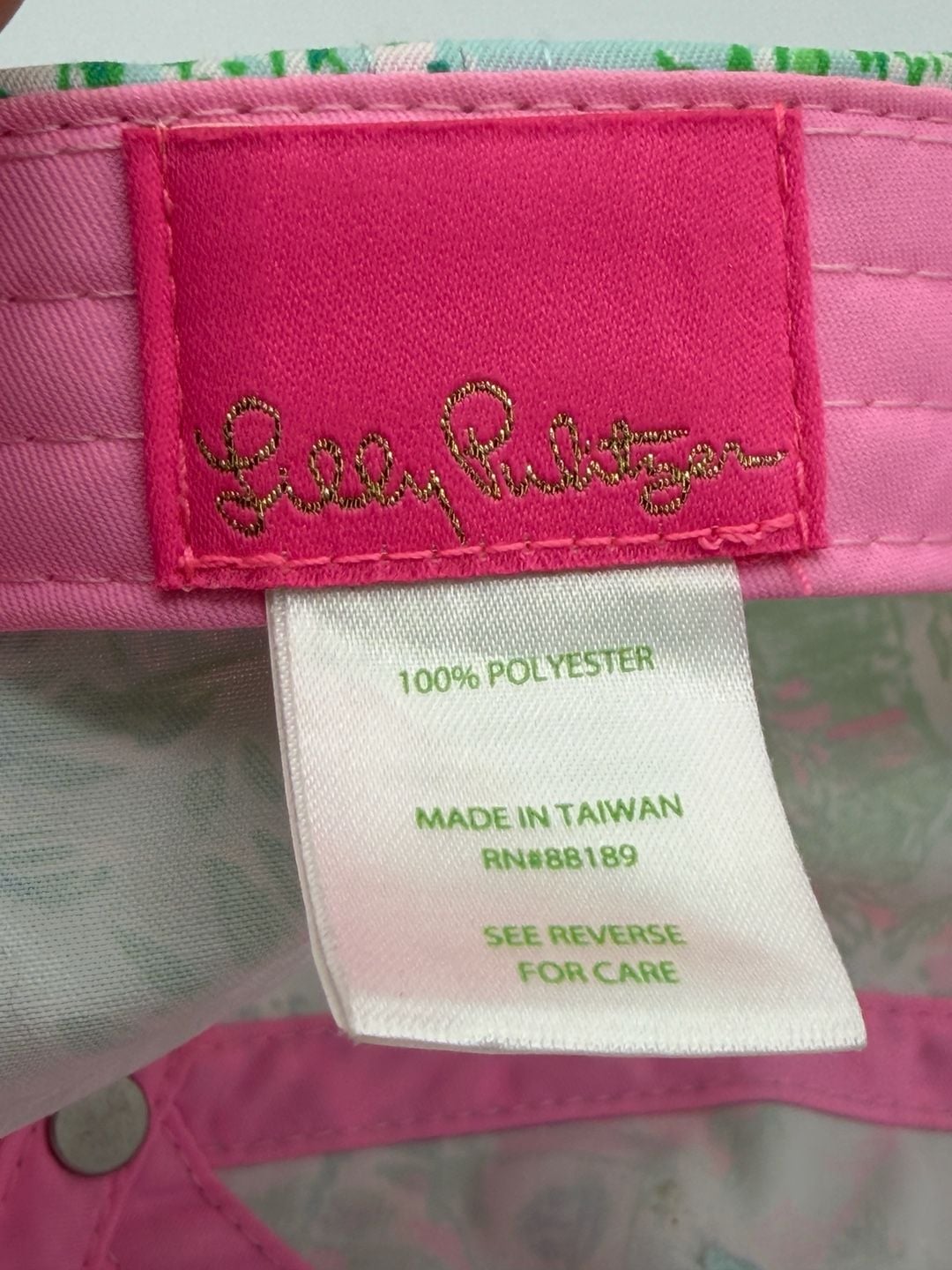 Lilly Pulitzer Baseball Cap Hat Pink Blue Green Tropical Print Distressed 11