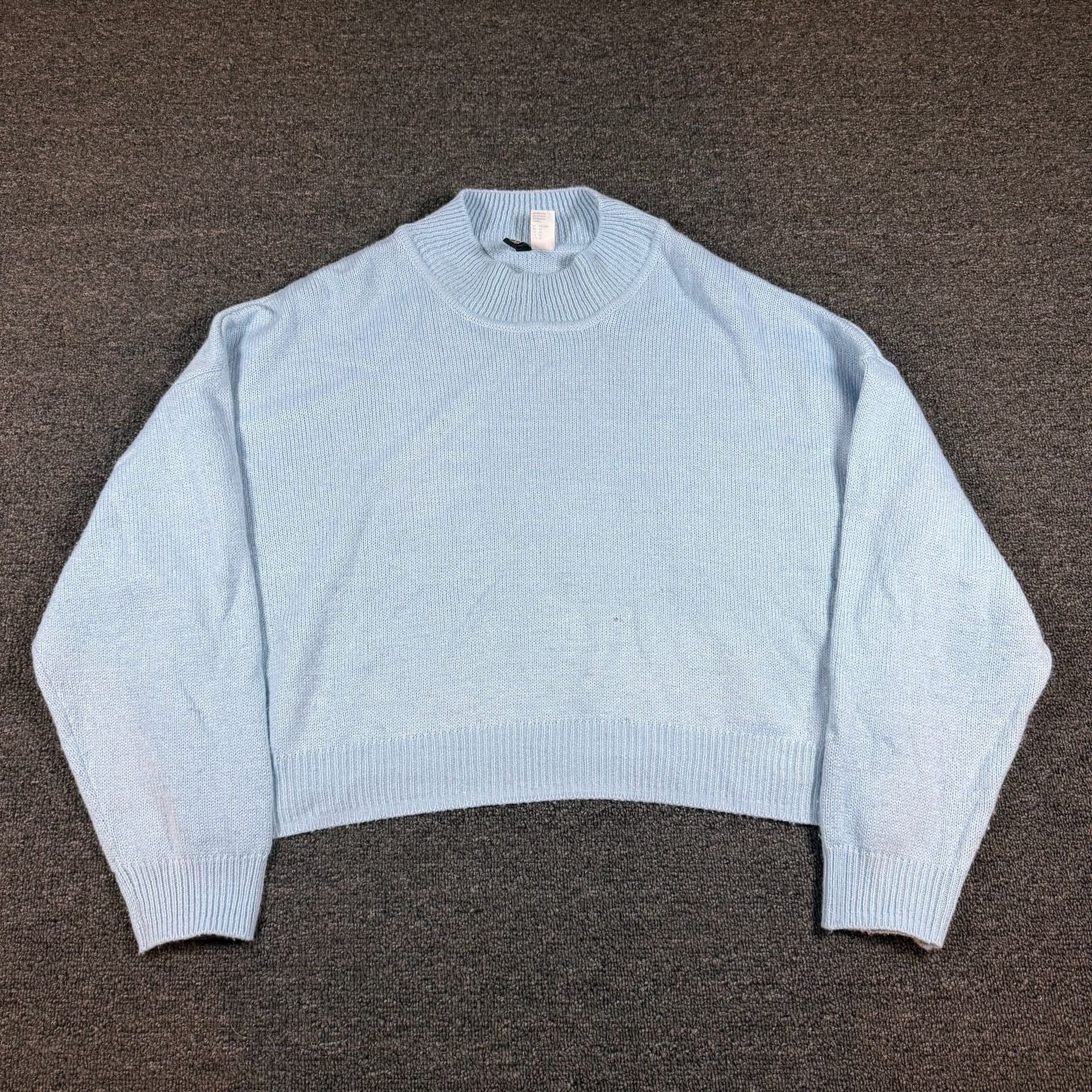 Divided H&M Mock Neck Sweater Size XL Light Blue Knit Long Sleeve 2