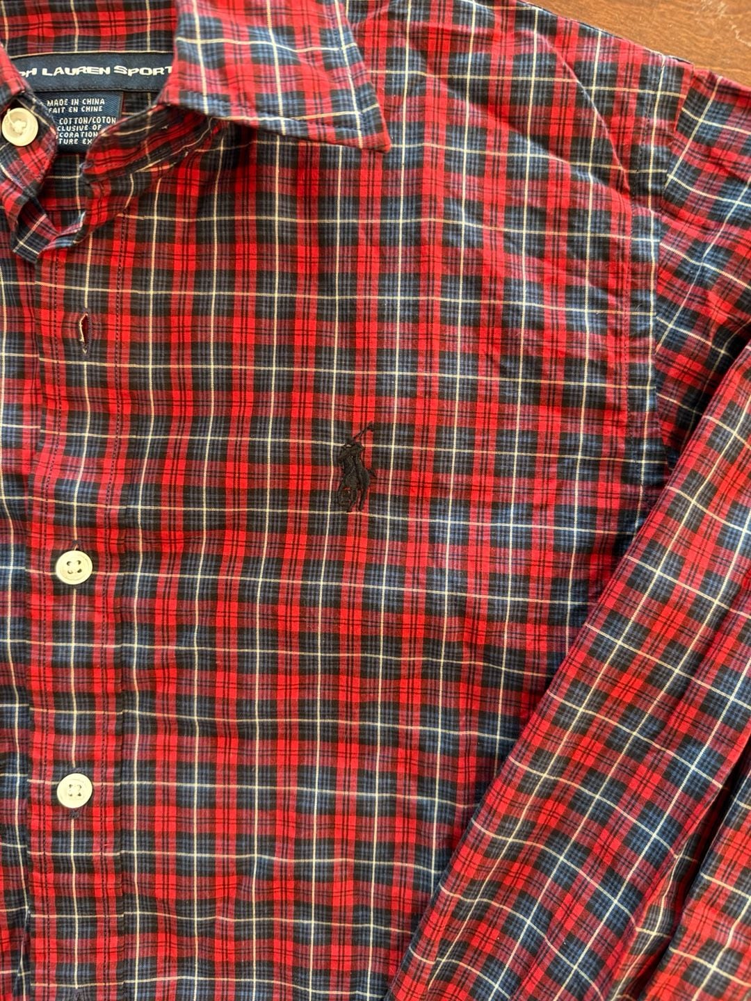 Ralph Lauren Sport Long Sleeve Plaid Button Down Shirt Size 8 Red Blue 3