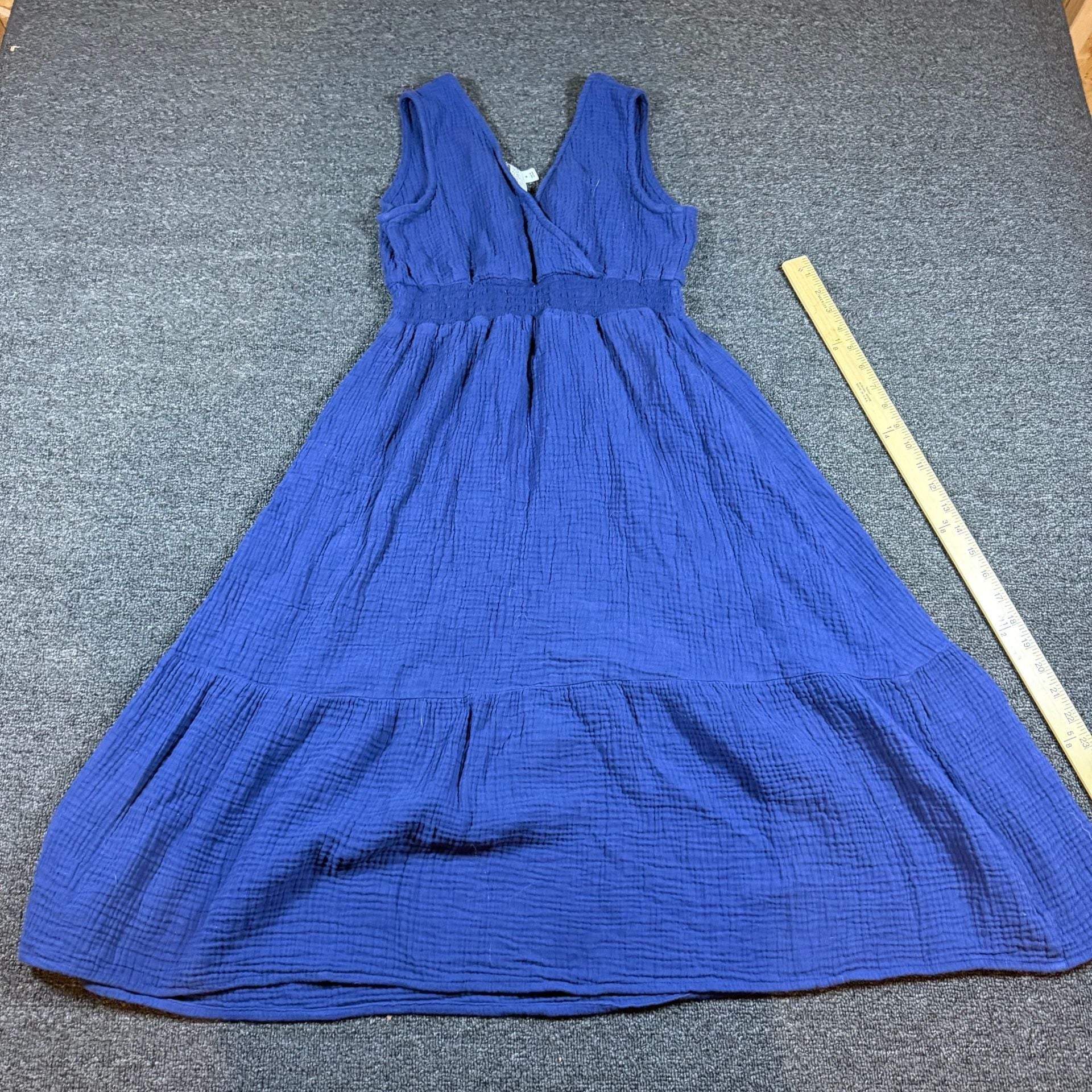 Morgan Taylor size M Blue Gauze V-Neck Midi Dress 7