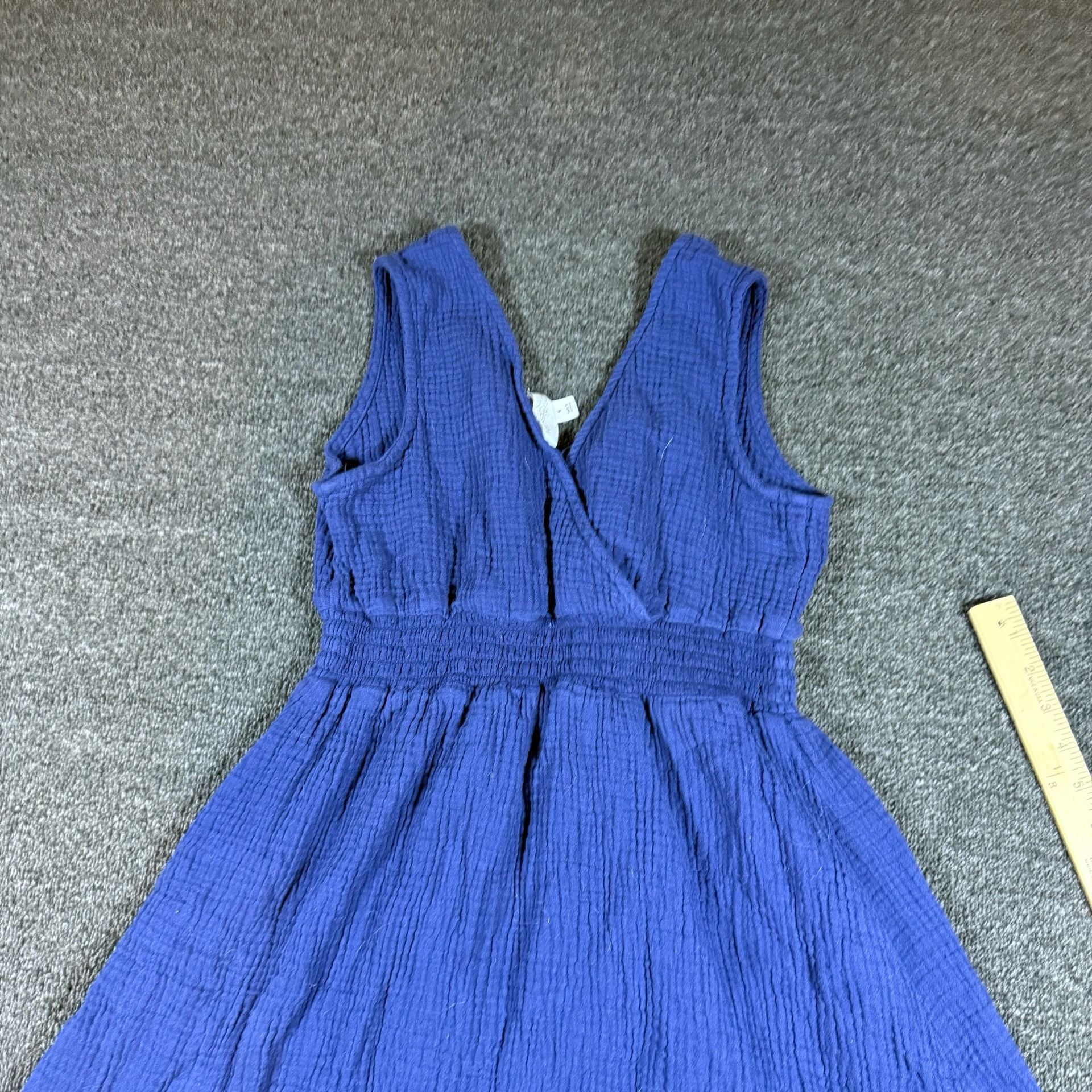 Morgan Taylor size M Blue Gauze V-Neck Midi Dress 8