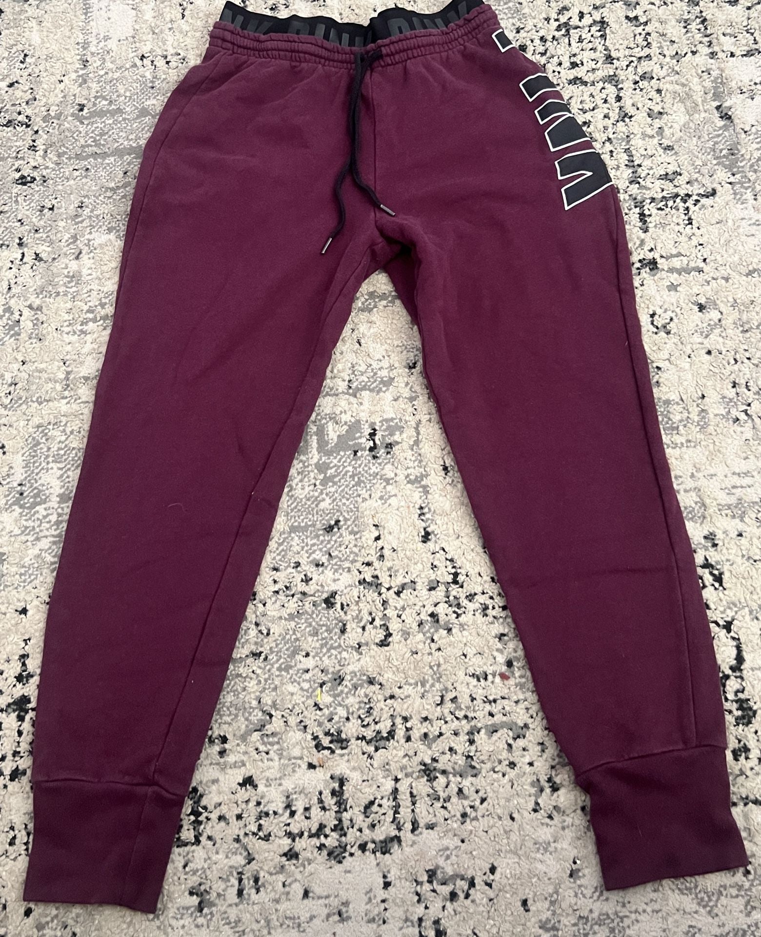 Victoria's Secret Pink Sweatpants Size S Burgundy Logo Joggers 2