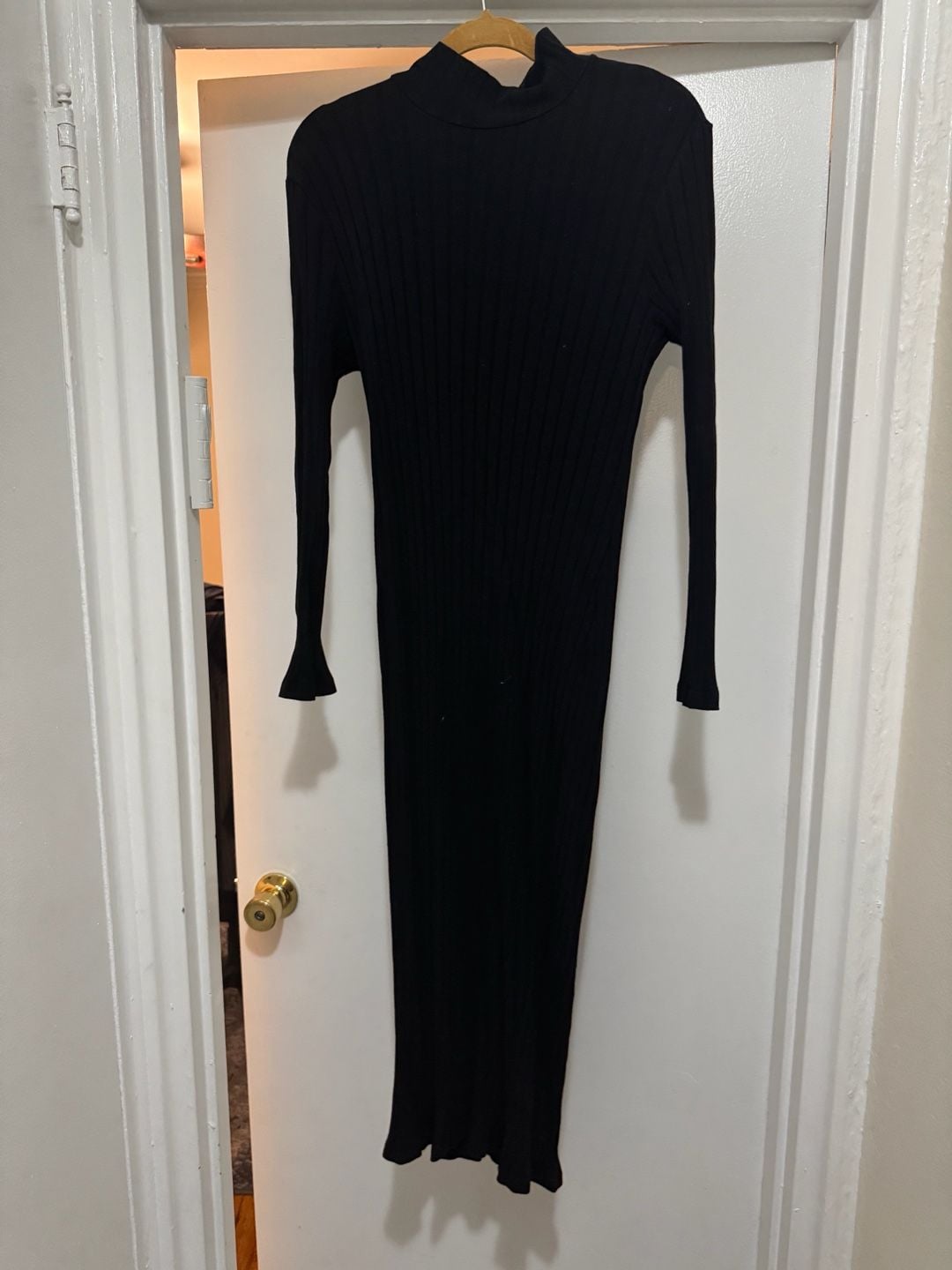 SHEIN Curve Ribbed Mock Neck Maxi Dress Size 2XL Black Long Sleeve 3