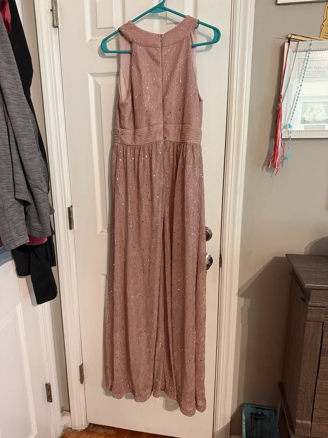 Mgiacy Maxi Dress Size M Pink Sequined V-Neck Sleeveless Long 5