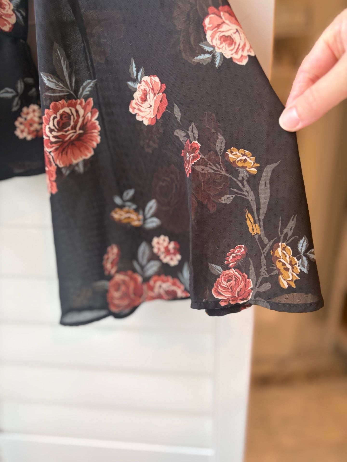 Altar'd State Floral Witchy Boho Dark Romance Flowy Bell Sleeve Peplum 7
