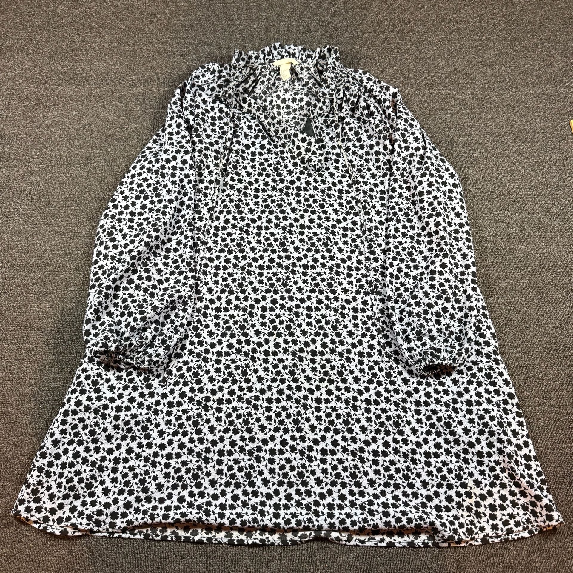 H&M Black and White Floral Dress Size 12 2