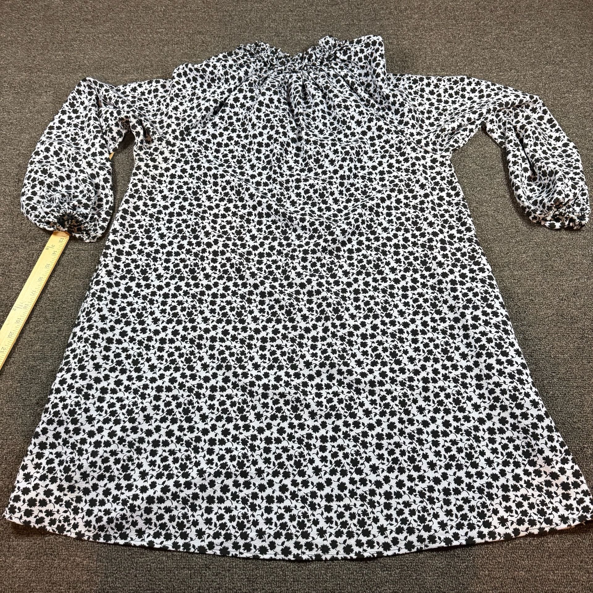 H&M Black and White Floral Dress Size 12 7