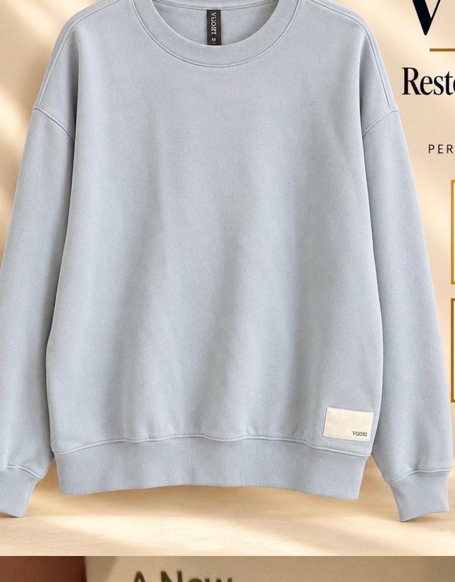 NWT Vuori Restore Oversized Crew 2.0 Size M Blue Haze Sweatshirt (MSRP $128) 4