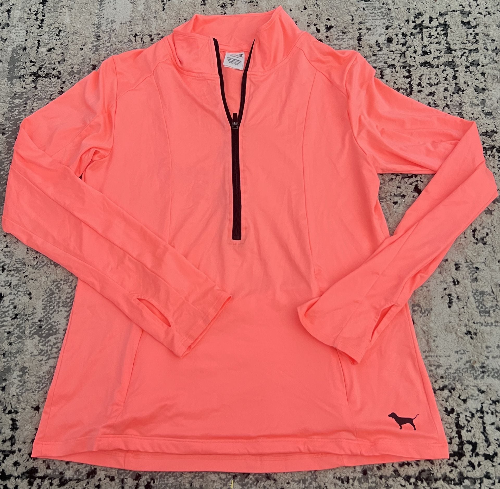 Pink Victoria's Secret Half Zip Pullover Size L Neon Coral 2