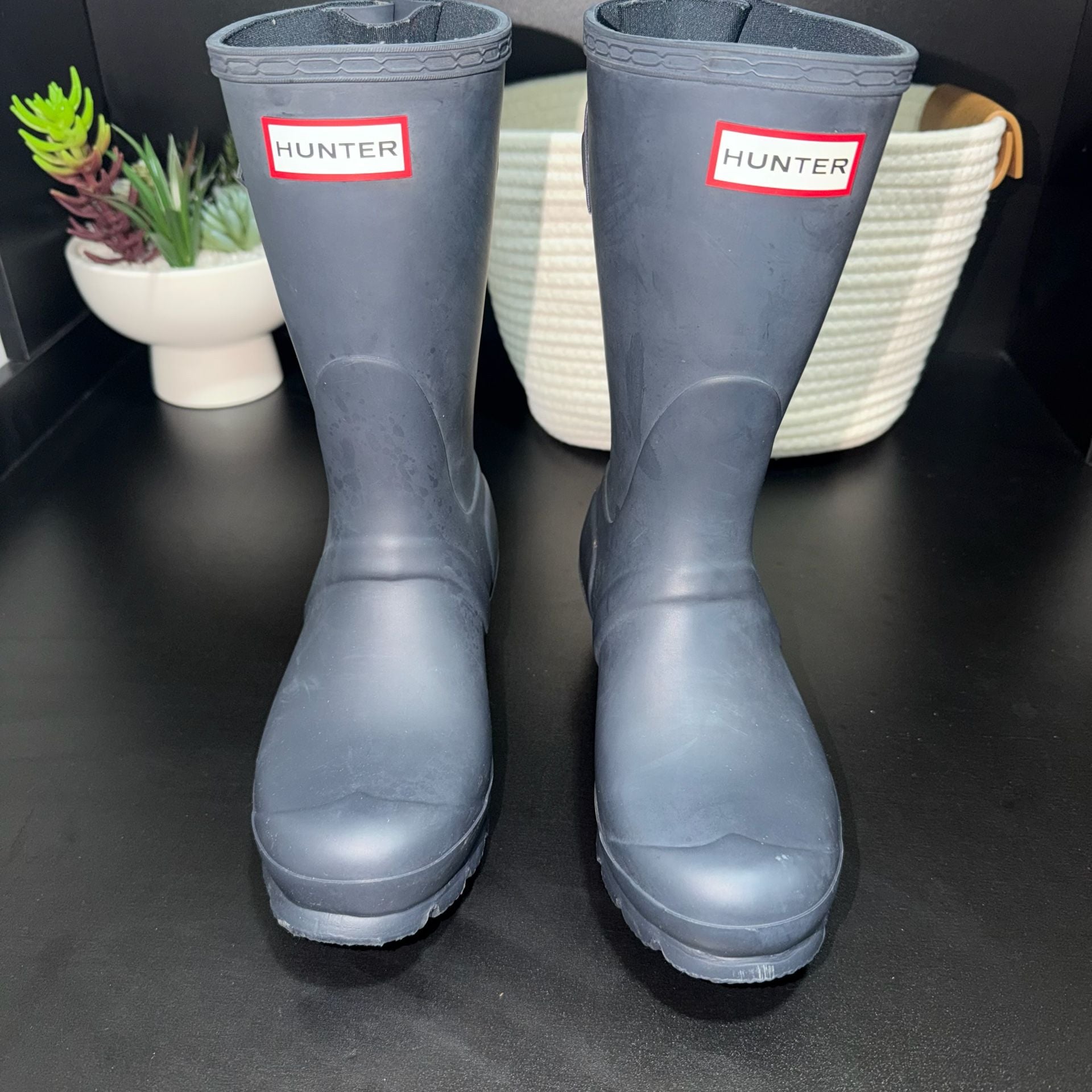 Hunter Original Back Adjustable Short Rain Boots US 5 Dark Grey or Navy color 2
