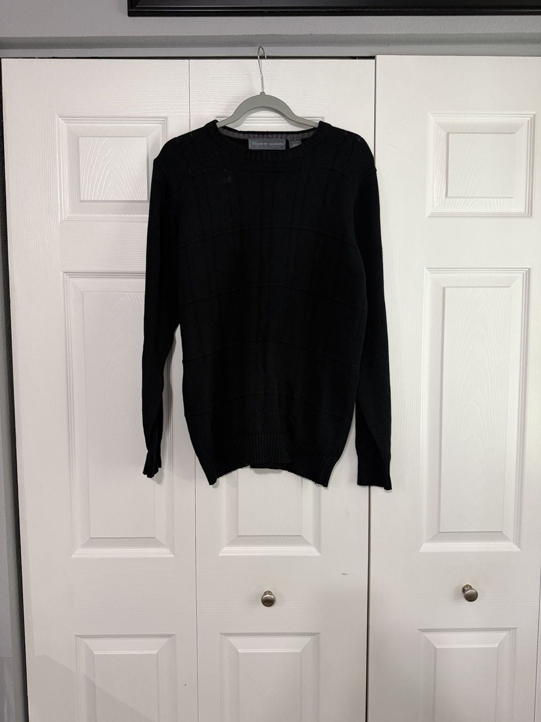 Oscar de la Renta Black Cotton Sweater Size M 2