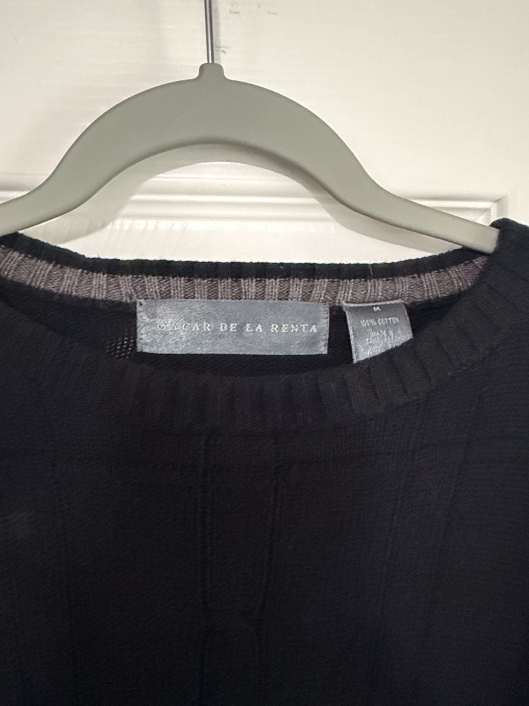 Oscar de la Renta Black Cotton Sweater Size M 3
