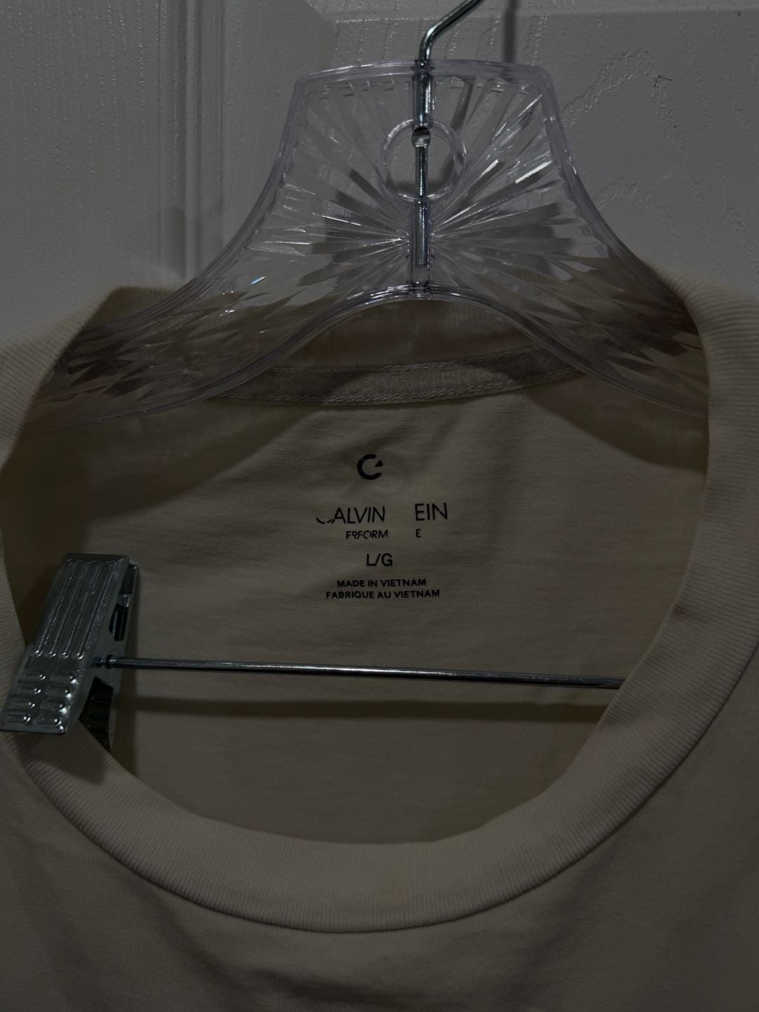 Calvin Klein Performance T-Shirt Size L Beige Box Logo Short Sleeve 3