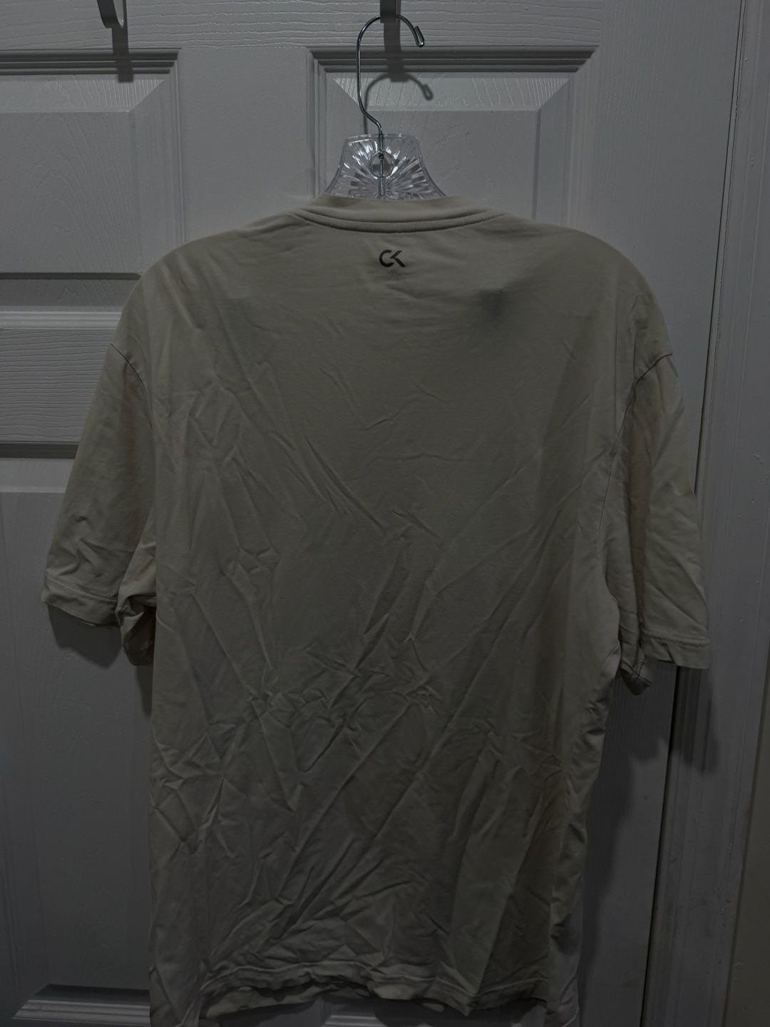 Calvin Klein Performance T-Shirt Size L Beige Box Logo Short Sleeve 4