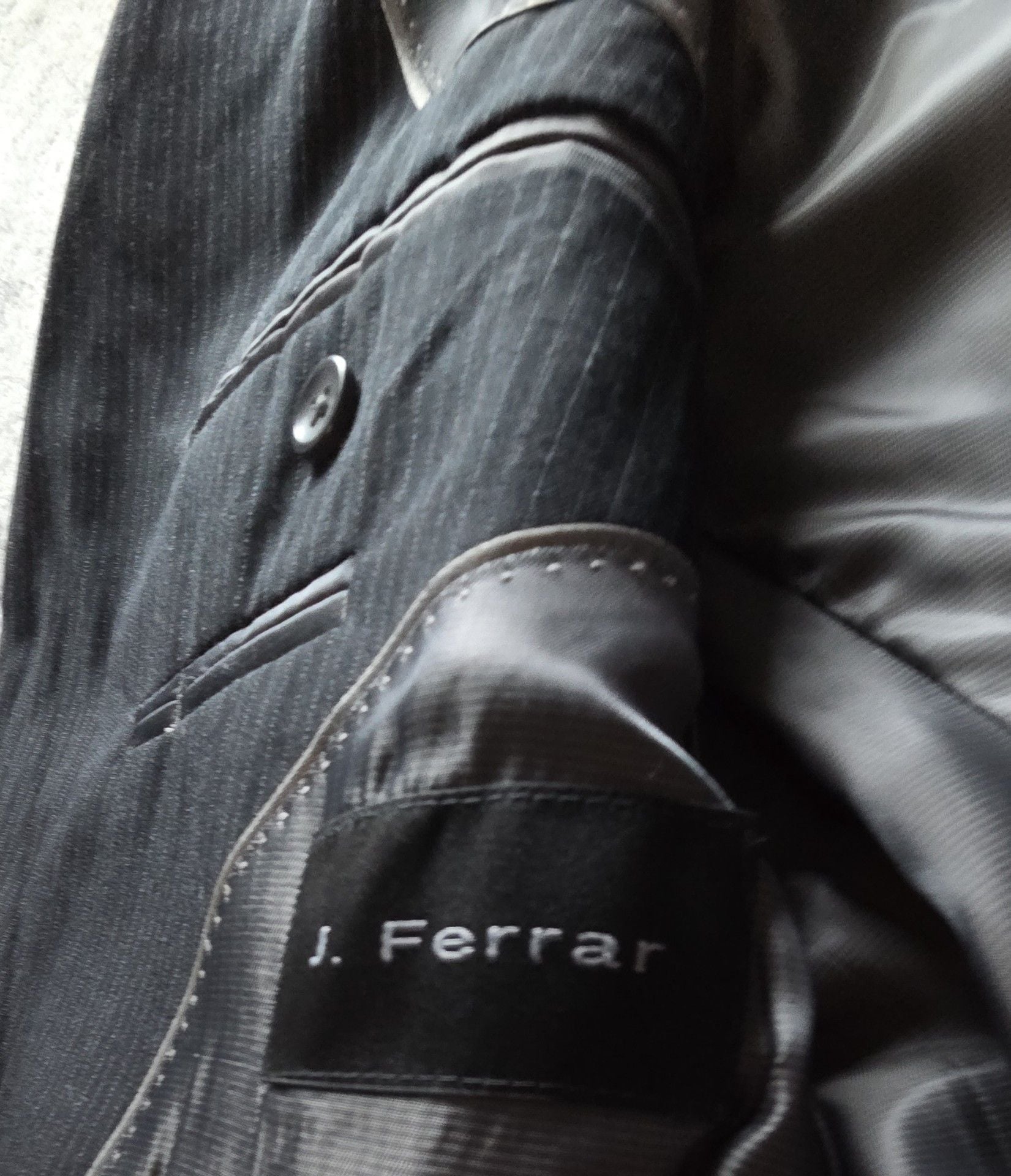 J. Ferrar Pinstripe Wool Blazer Suit Jacket Black 4