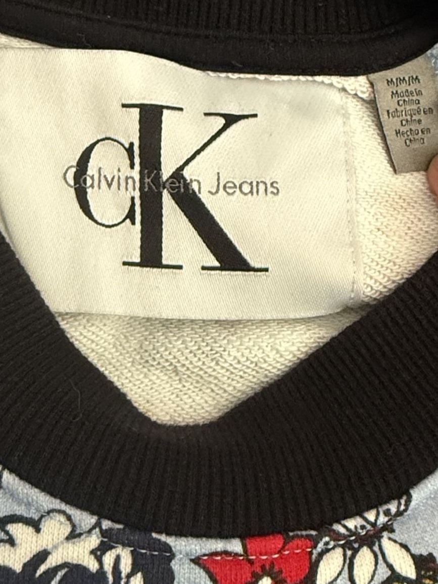 Calvin Klein Jeans Floral Sweatshirt Size M Blue Red 4
