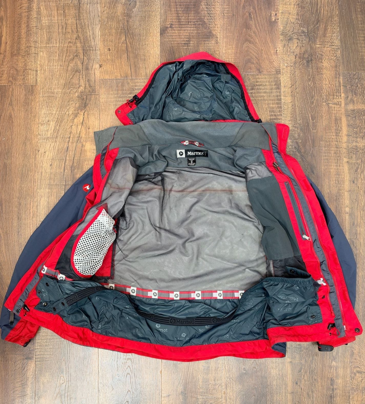 Marmot Hooded Jacket Size M Red Gray Winter Ski Snowboard Rain Coat 6