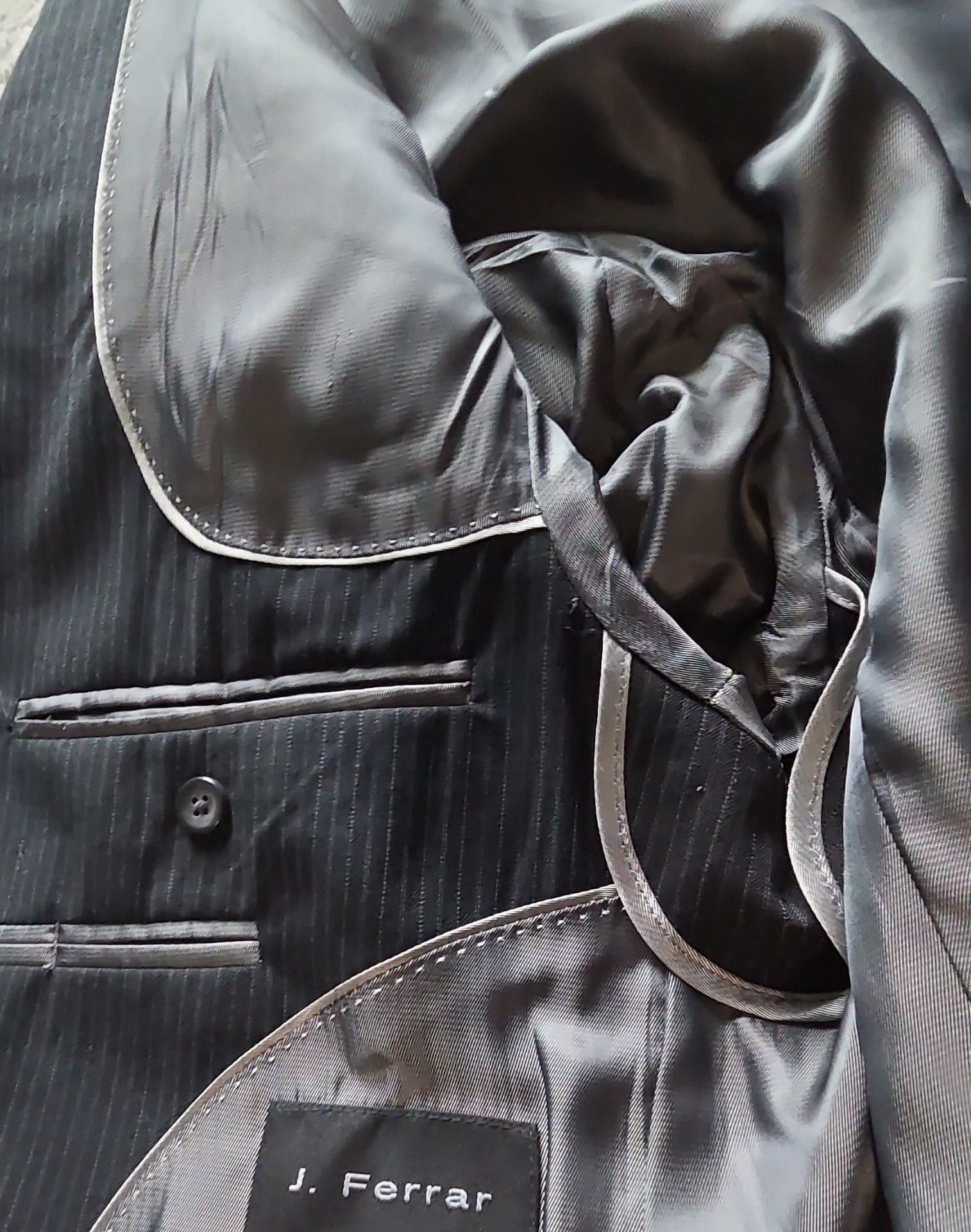 J. Ferrar Pinstripe Wool Blazer Suit Jacket Black 6