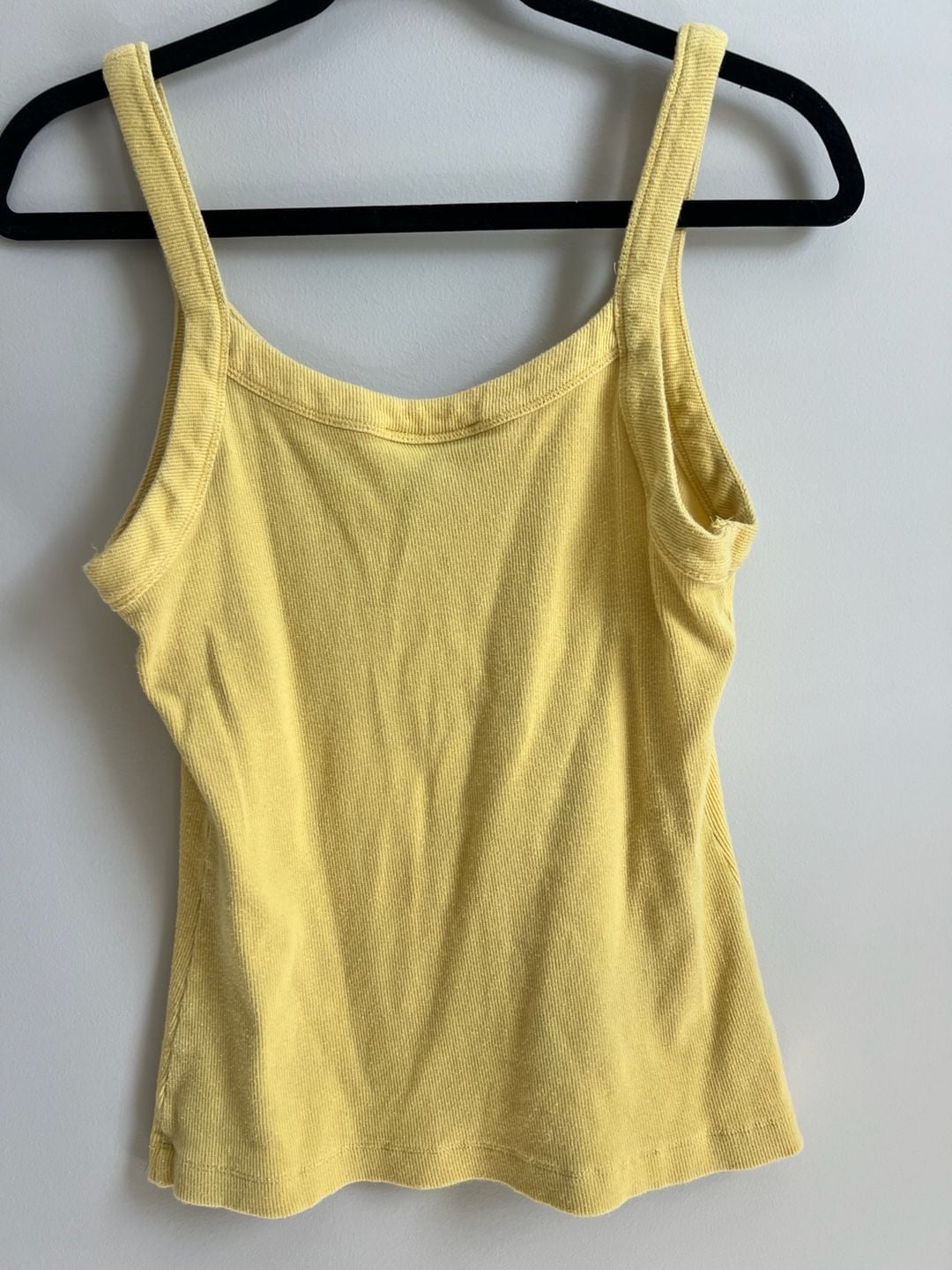 INC International Concepts Tank Top Size L Yellow Floral Embroidered Ribbed 5