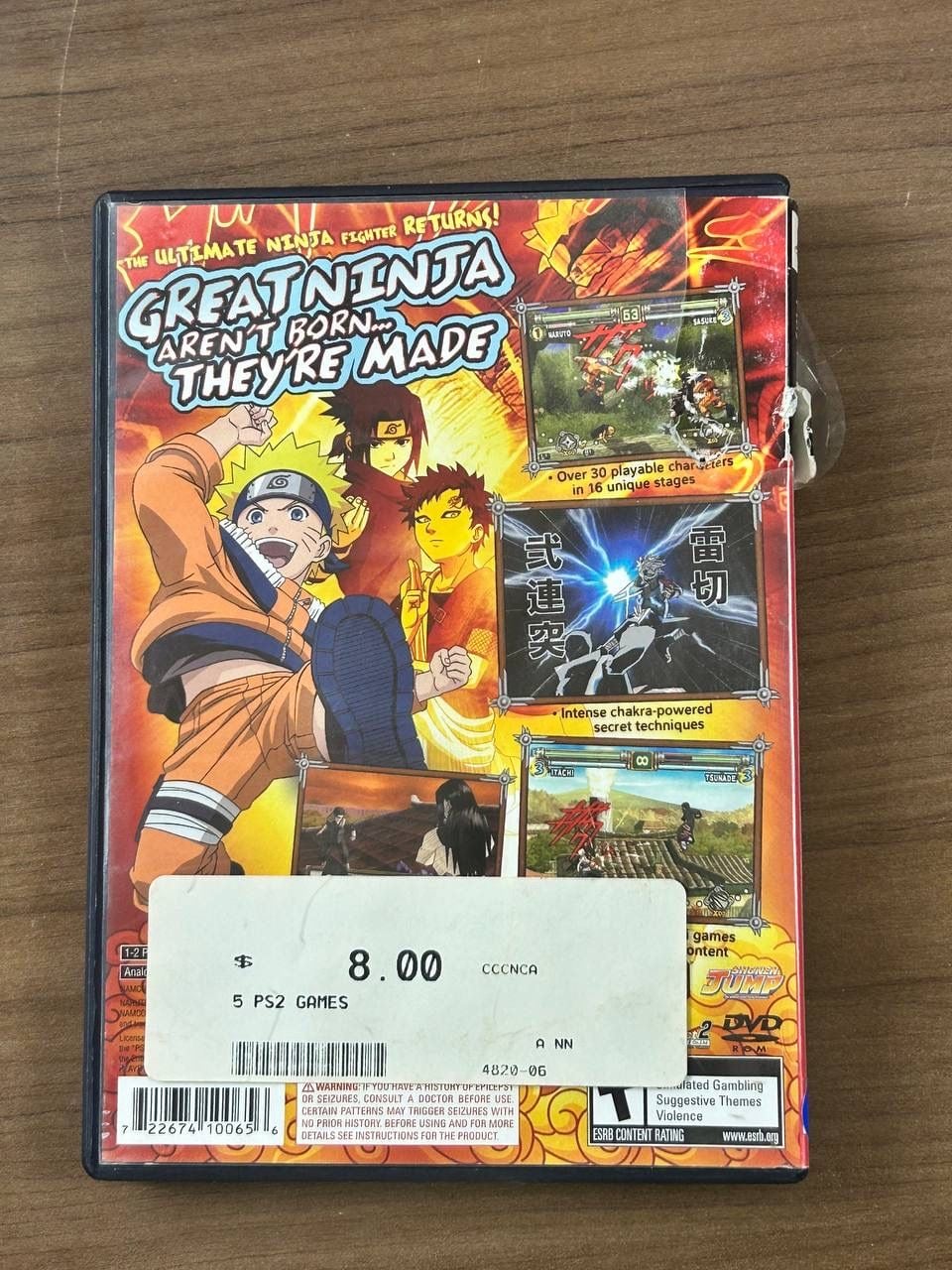 Naruto Ultimate Ninja 2 PS2 PlayStation 2 2007 Game Disc & Case No Manual 3