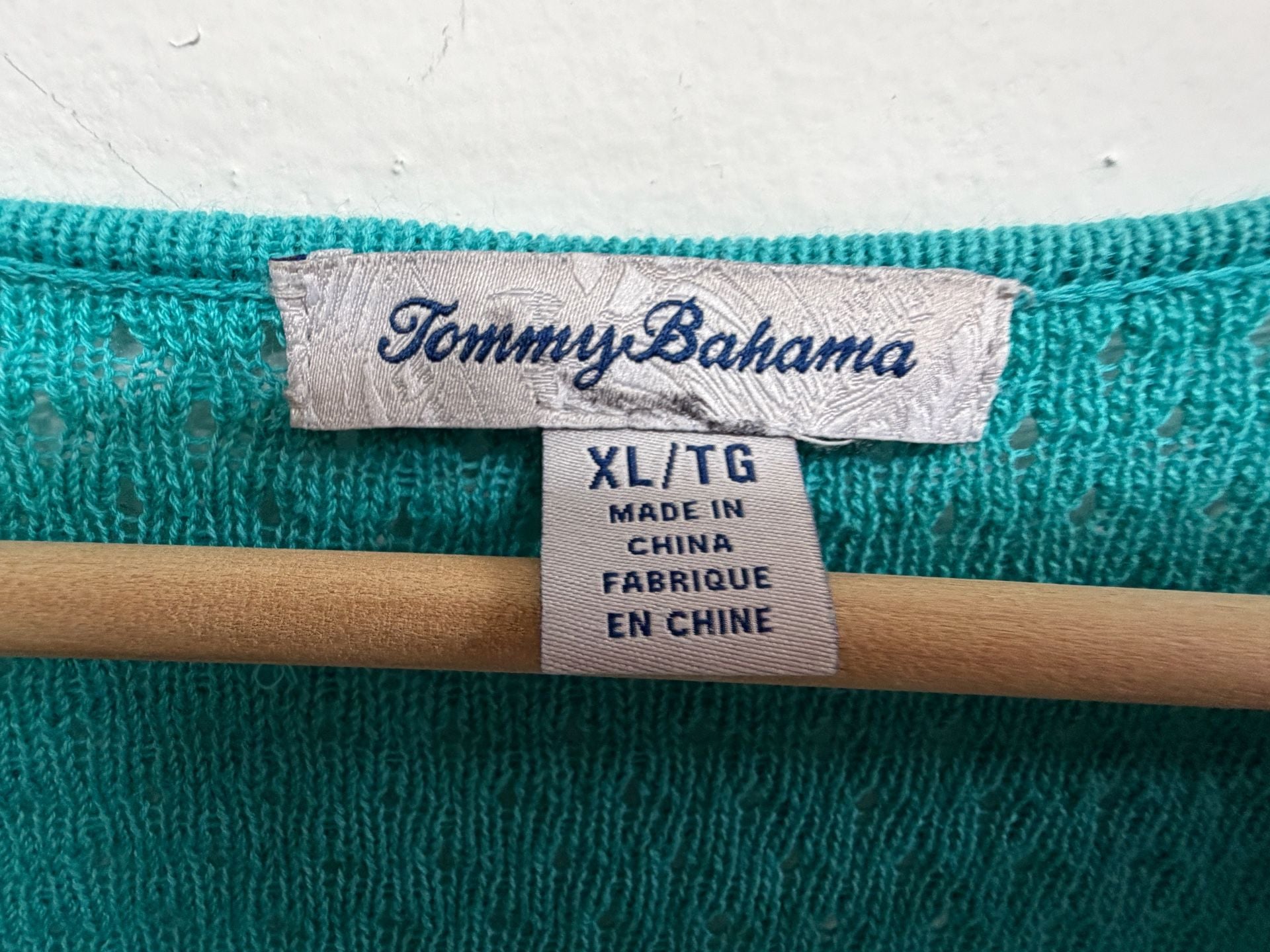 Tommy Bahama Knit Top Size XL Turquoise V-Neck Tassel Coverup 3