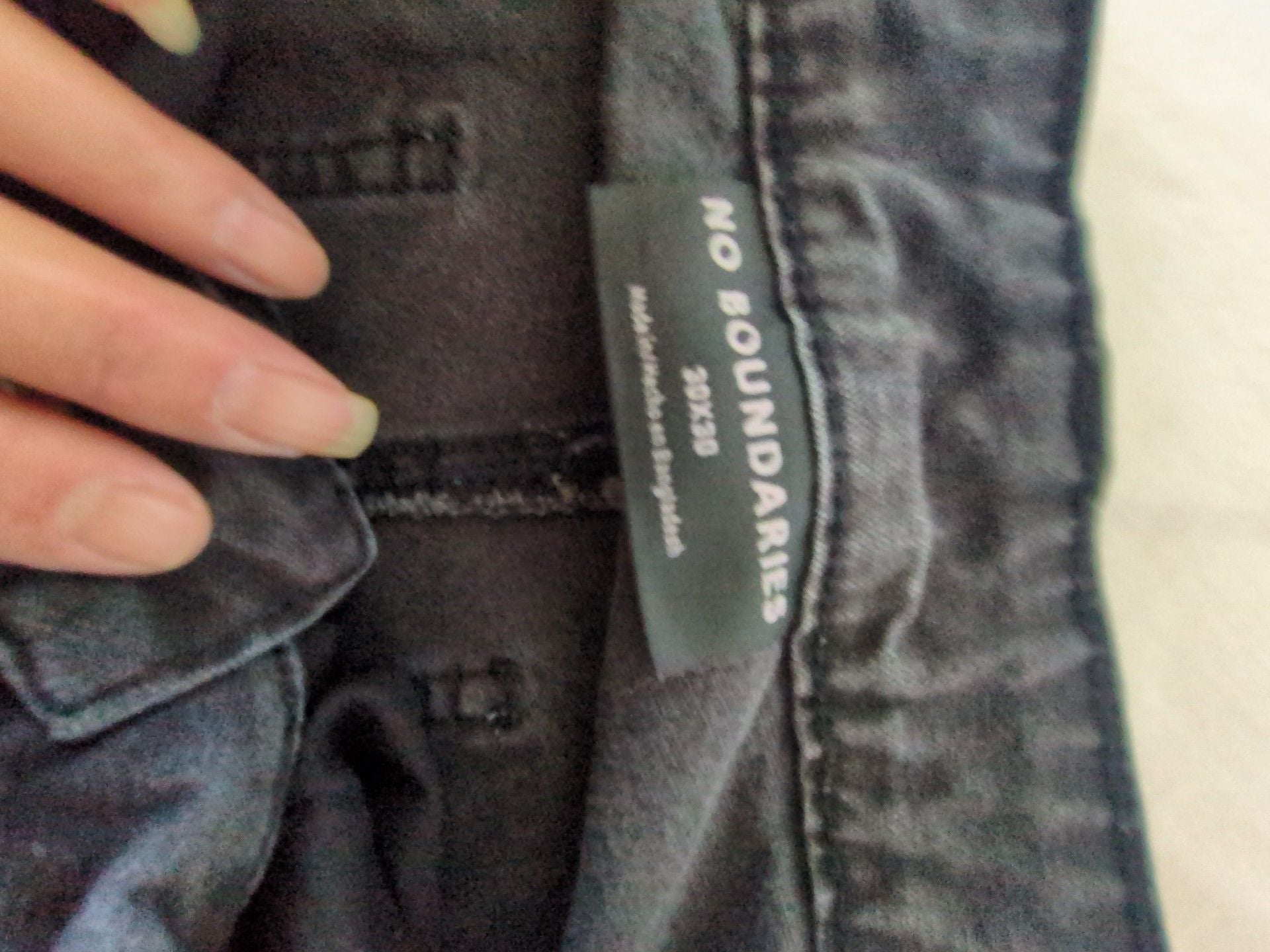 No Boundaries Cargo Pants 30x30 Black Denim Double Knee Utility 5