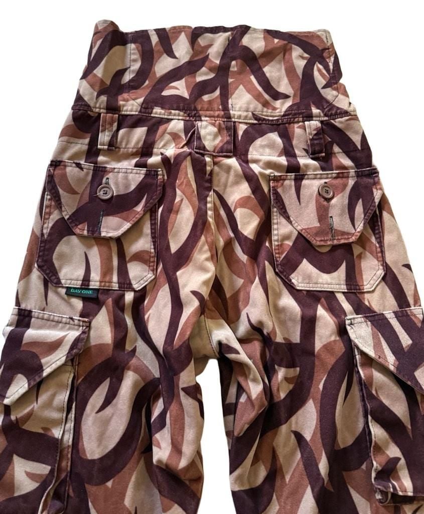 Day One Outfit Cargo Pants Size 36 Brown Tribal Print Y2K Made In USA 7