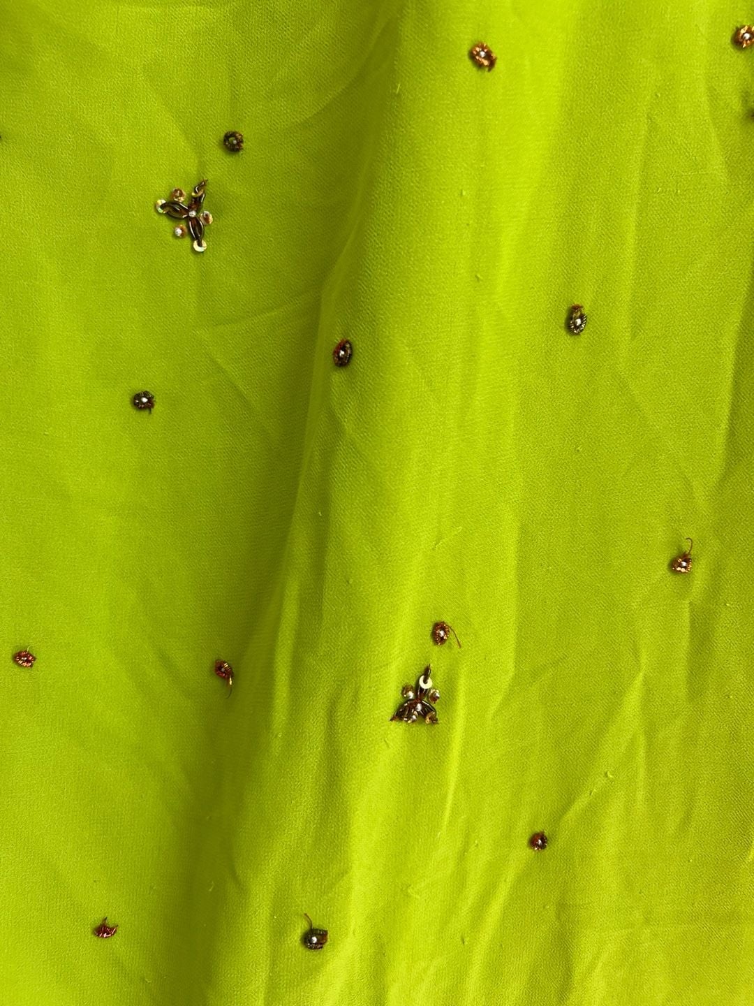 Unbranded Embellished Kurti Tunic Lime Green Beaded Sequin Top 7