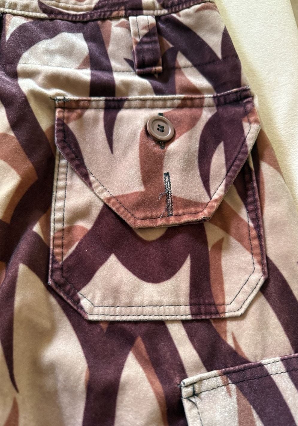 Day One Outfit Cargo Pants Size 36 Brown Tribal Print Y2K Made In USA 8