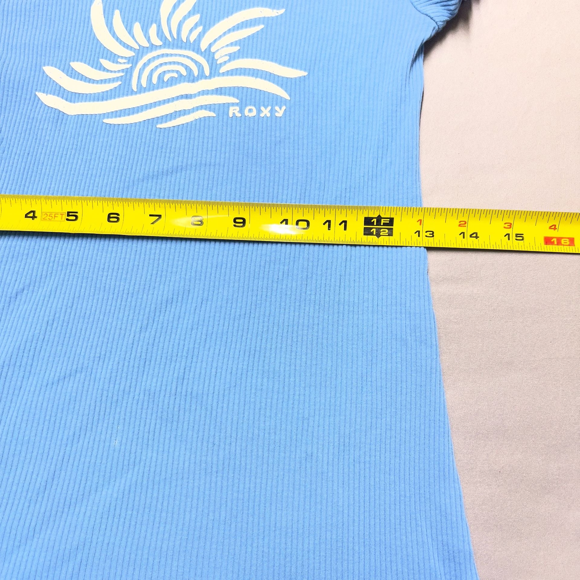 Roxy Ribbed Dress Size M Blue Graphic Sun Ringer Y2K Women’s Surf Core Top 9