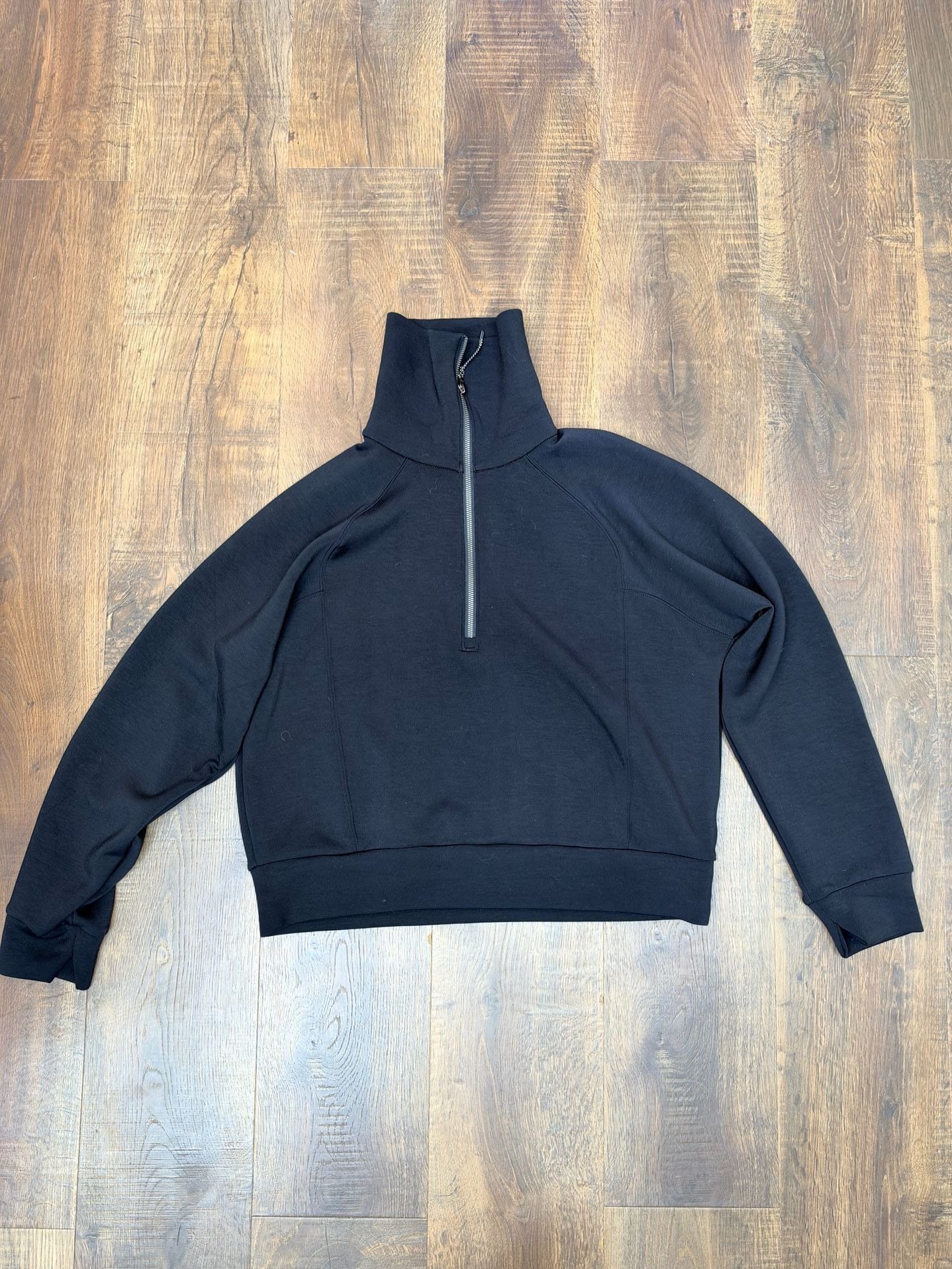Spanx Half Zip Pullover Sweatshirt Size L Black Funnel Neck Athletic 2