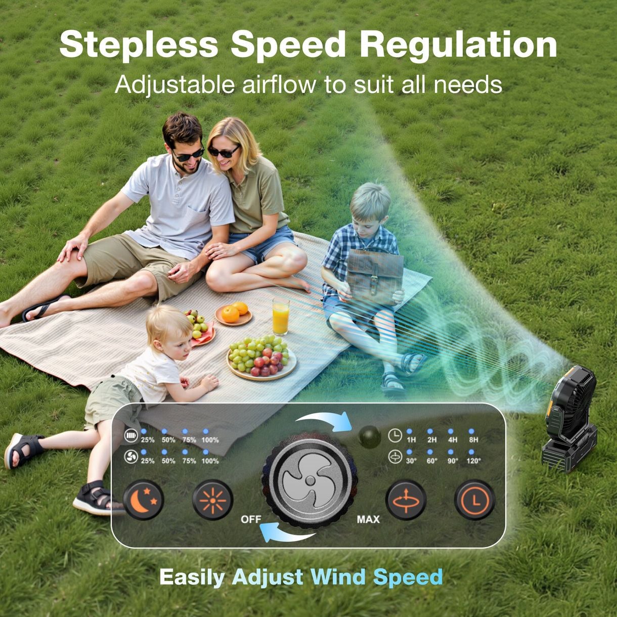 Ogery Portable Camping Fan with LED Light and Remote 5