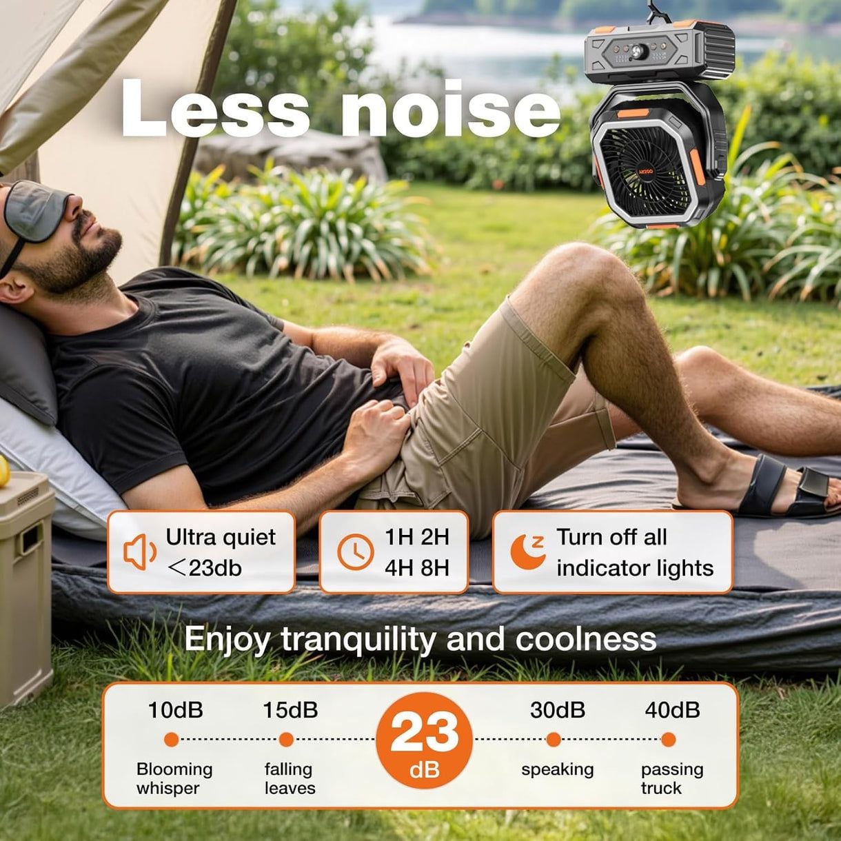Ogery Portable Camping Fan with LED Light and Remote 7