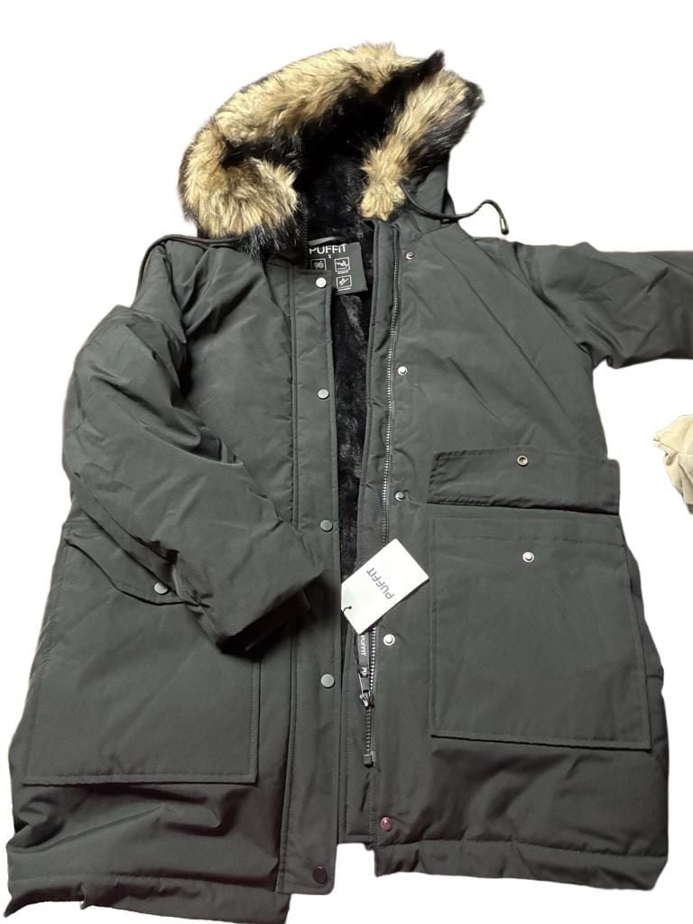 Puffit Faux Fur Hooded Parka Jacket Size S Black 2