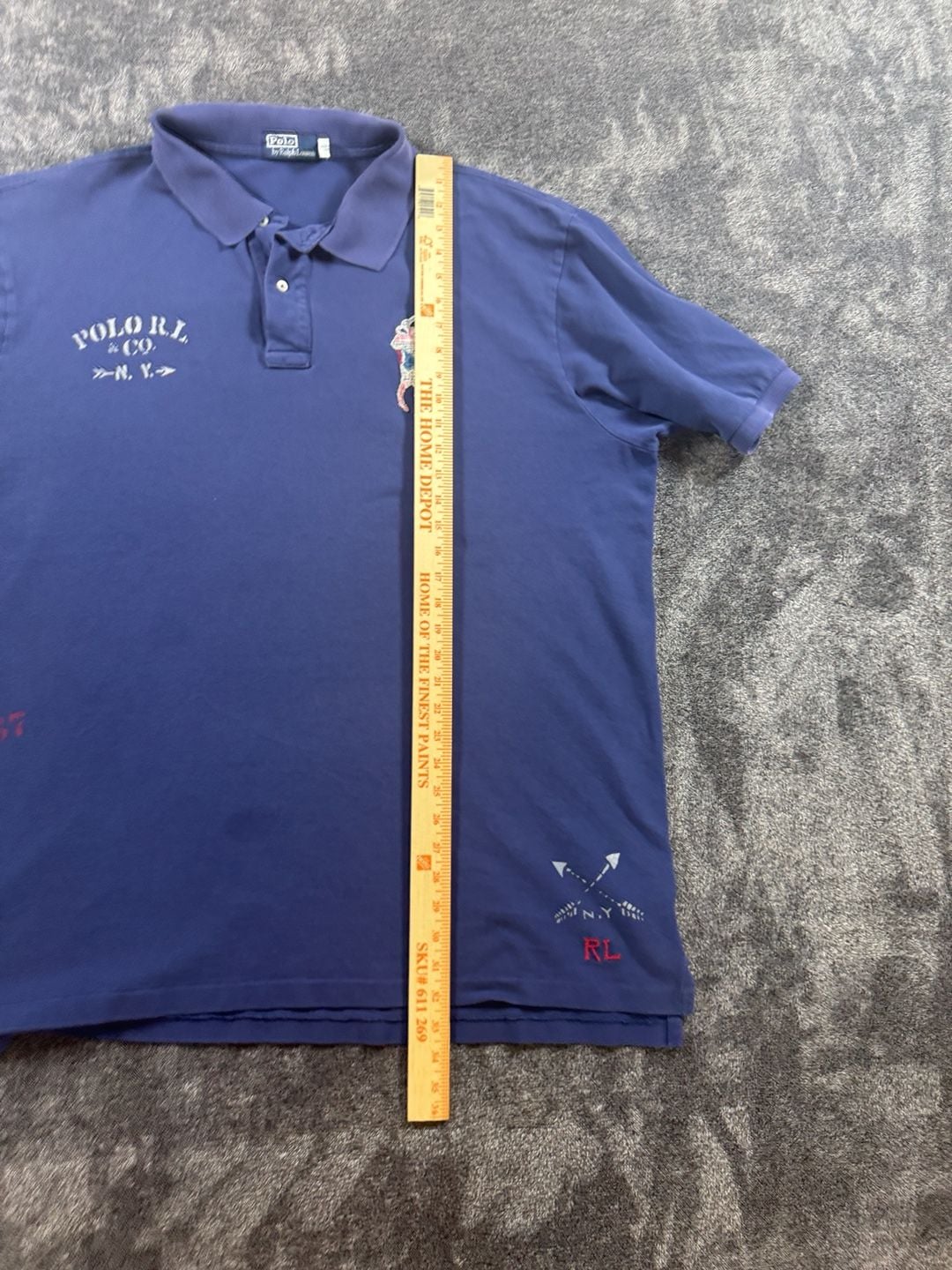 Vintage Polo Ralph Lauren Polo Shirt Size 3XLT Navy Patchwork Big Pony 67E-05 13