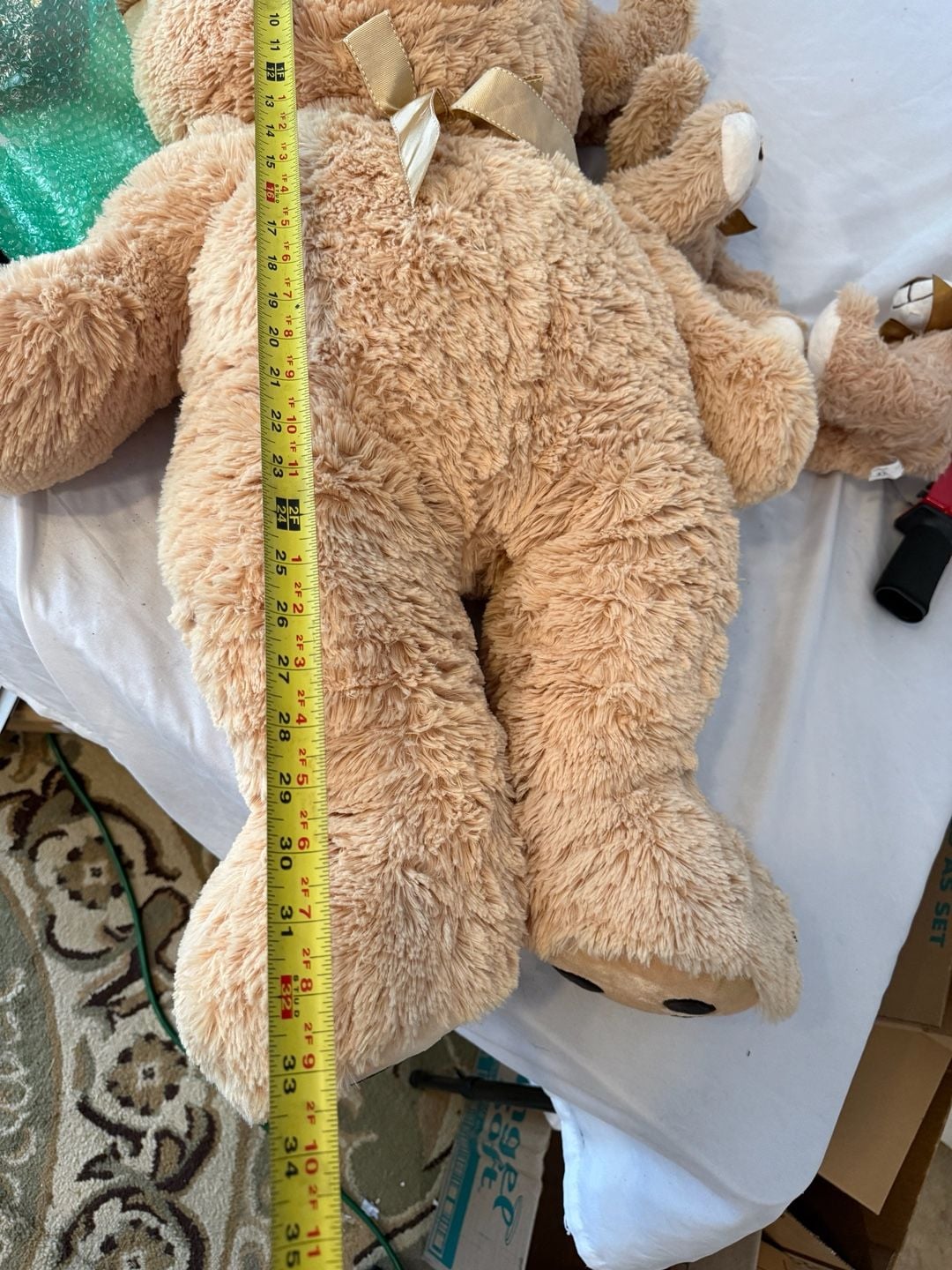 Giant Beige Teddy Bear Stuffed Animal with four babies 6