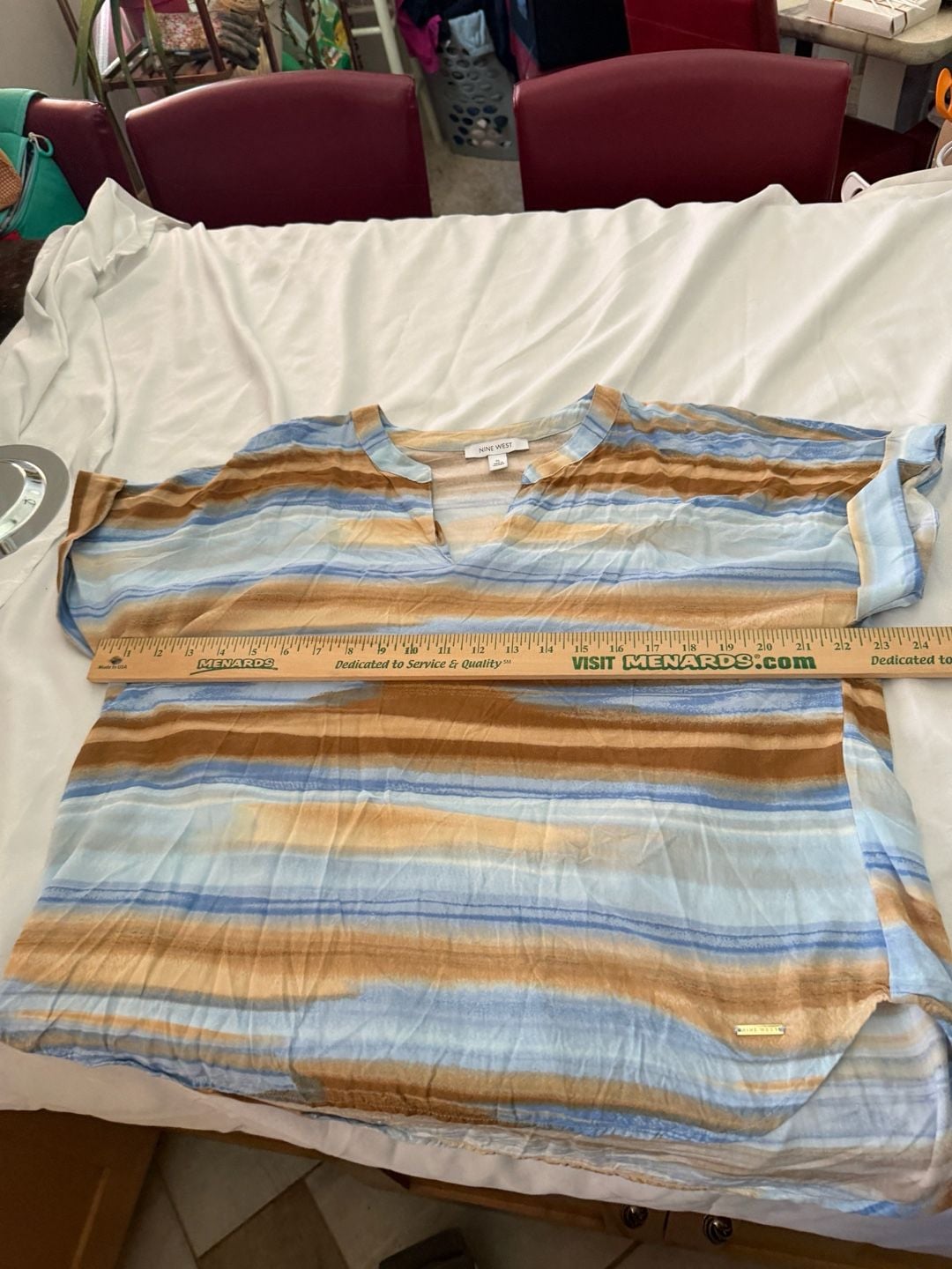 MADEWELL Crinkle Hayden Popover Top in Stripe S 7