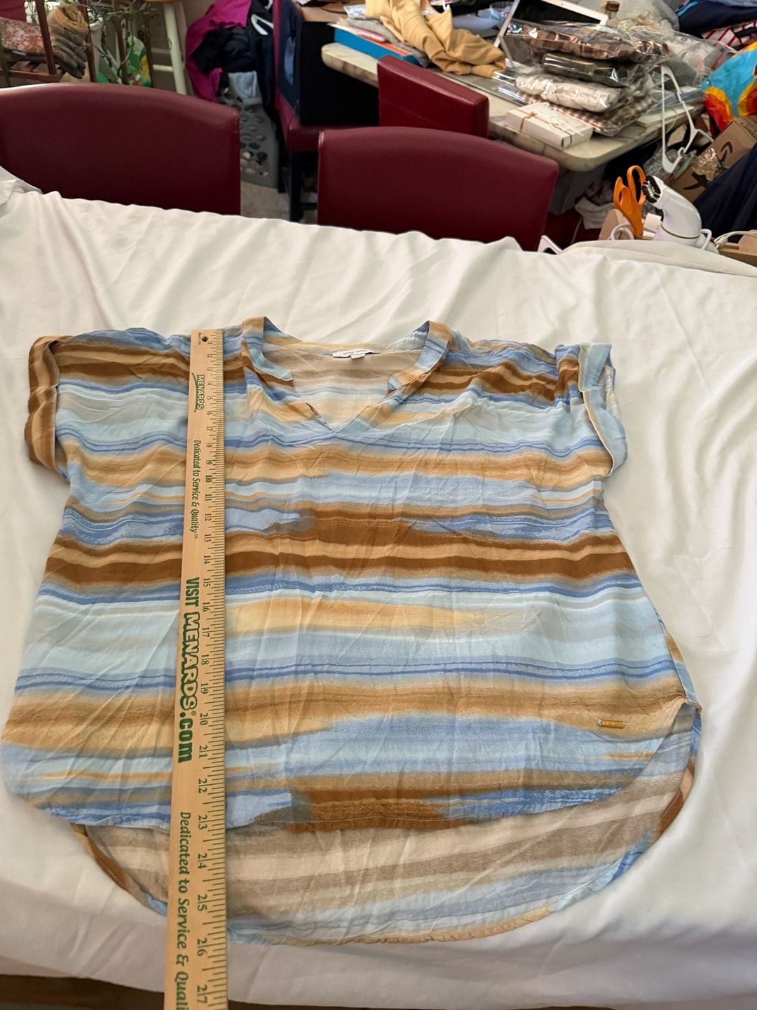 MADEWELL Crinkle Hayden Popover Top in Stripe S 8